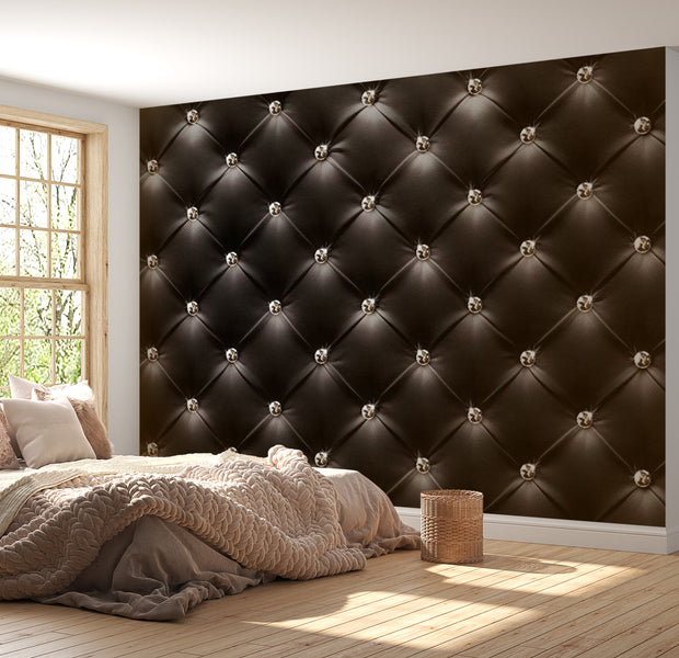 Peel & Stick Wall Mural - Black Leather With Diamonds 38"Wx27"H
