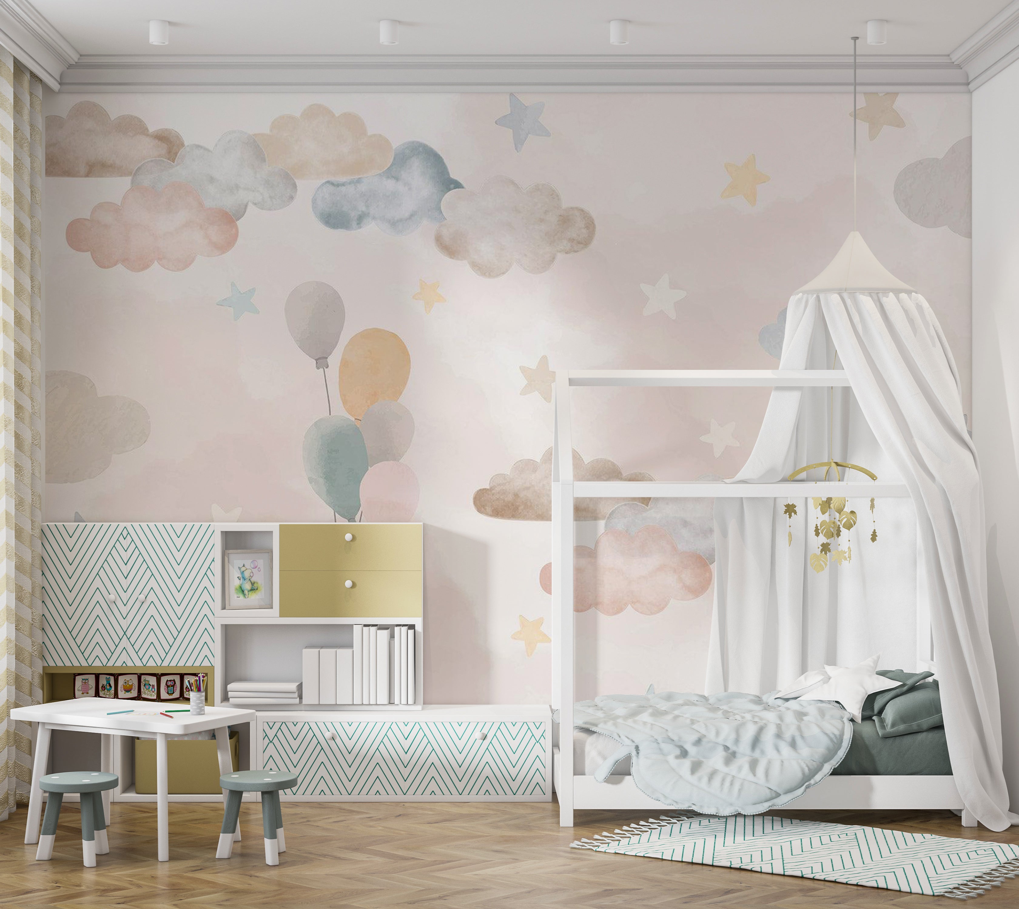 Kids Wallpaper Wall Mural - Fairy Tale Sky 39"Wx27"H / Standard