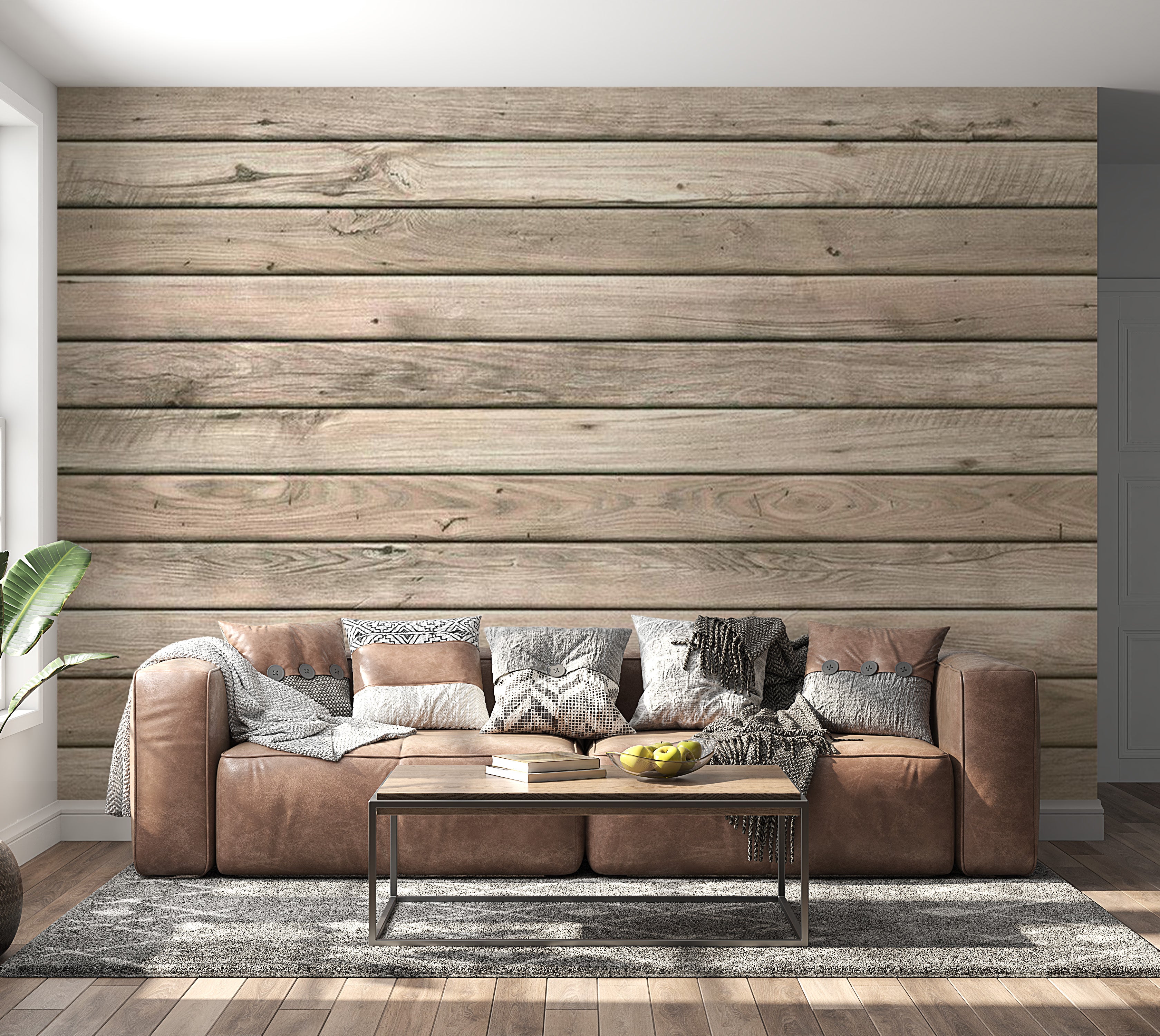 Background & Patterns Wallpaper Wall Mural - Simple Rustic Wooden Planks 39"Wx27"H