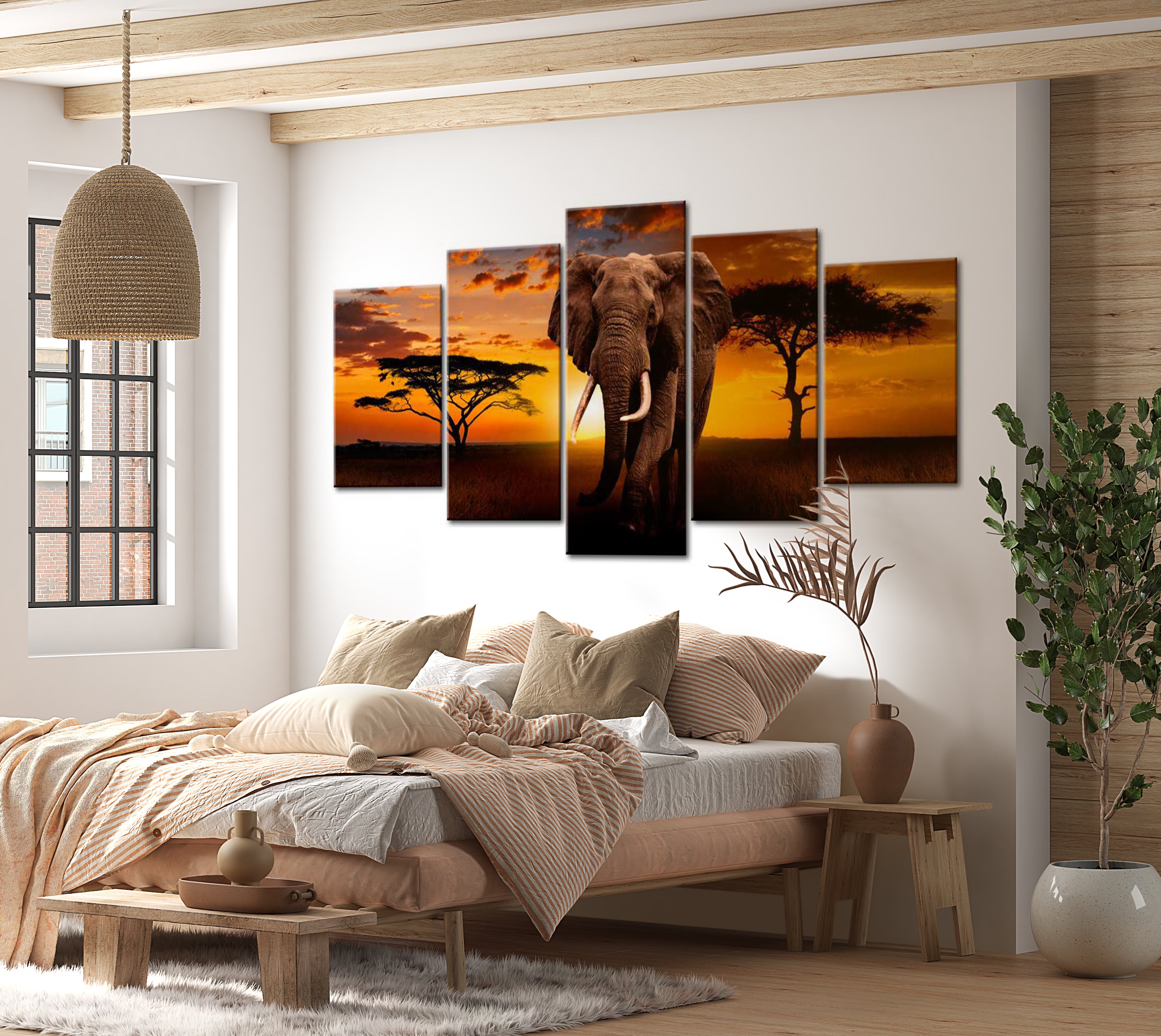 Stretched Canvas Landscape Art - The Savannah King 40"Wx20"H