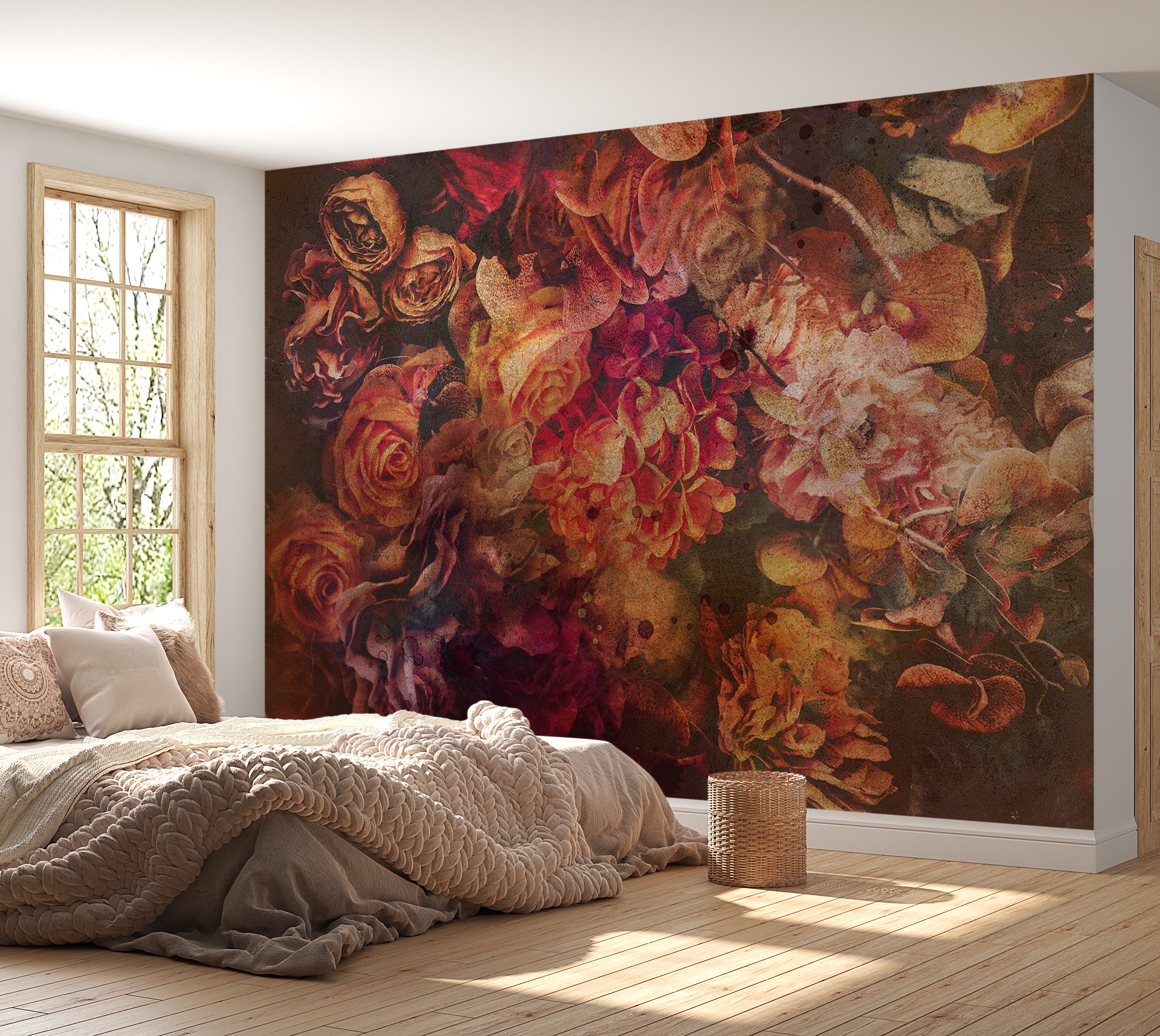 Peel & Stick Floral Wall Mural - Vintage Flowers 38"Wx27"H