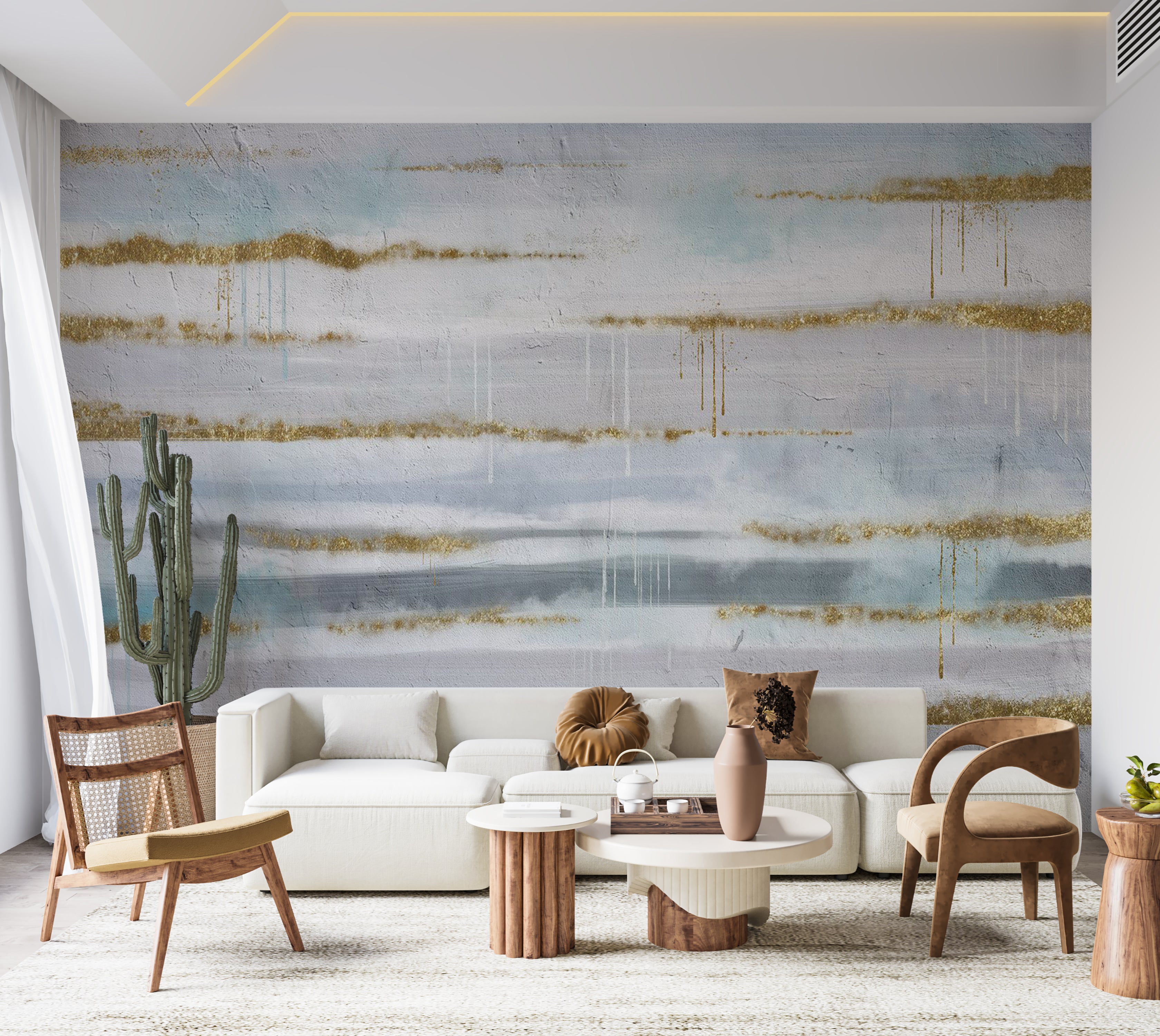 Surface Texture Wallpaper Wall Mural - Modern Gold Sparkle Wall 39"Wx27"H / Standard