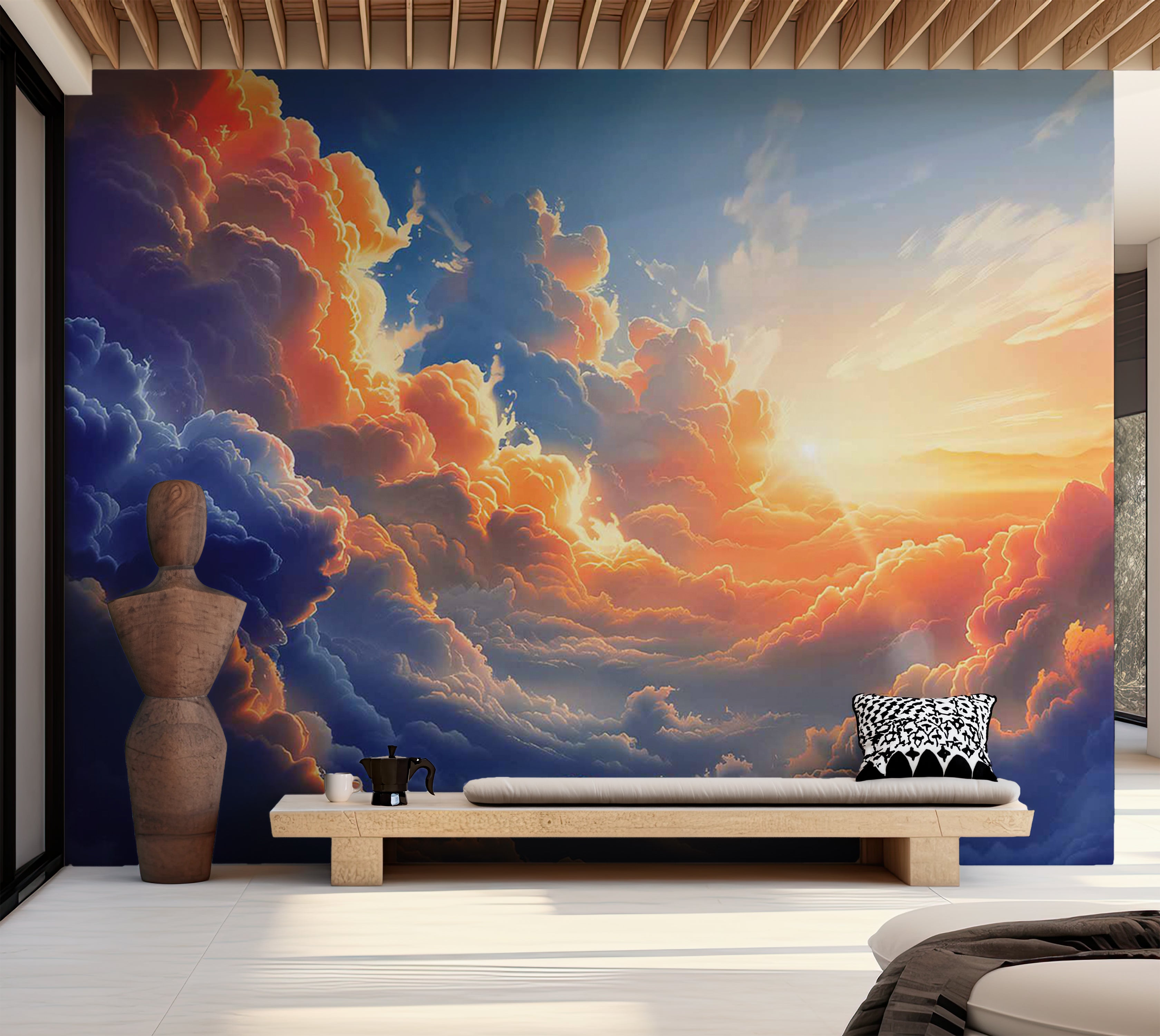 Peel & Stick Landscape Wall Mural - Sunset in The Clouds 38"Wx27"H