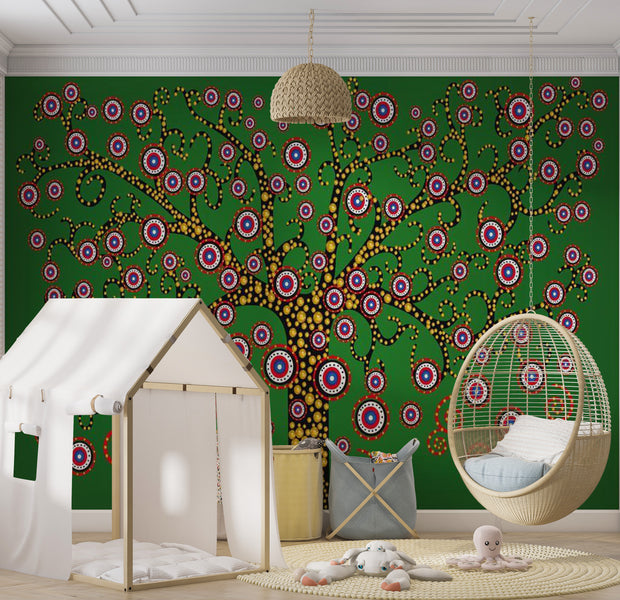 Abstract Wallpaper Wall Mural - Abstract: Tree Green 118"Wx90"H