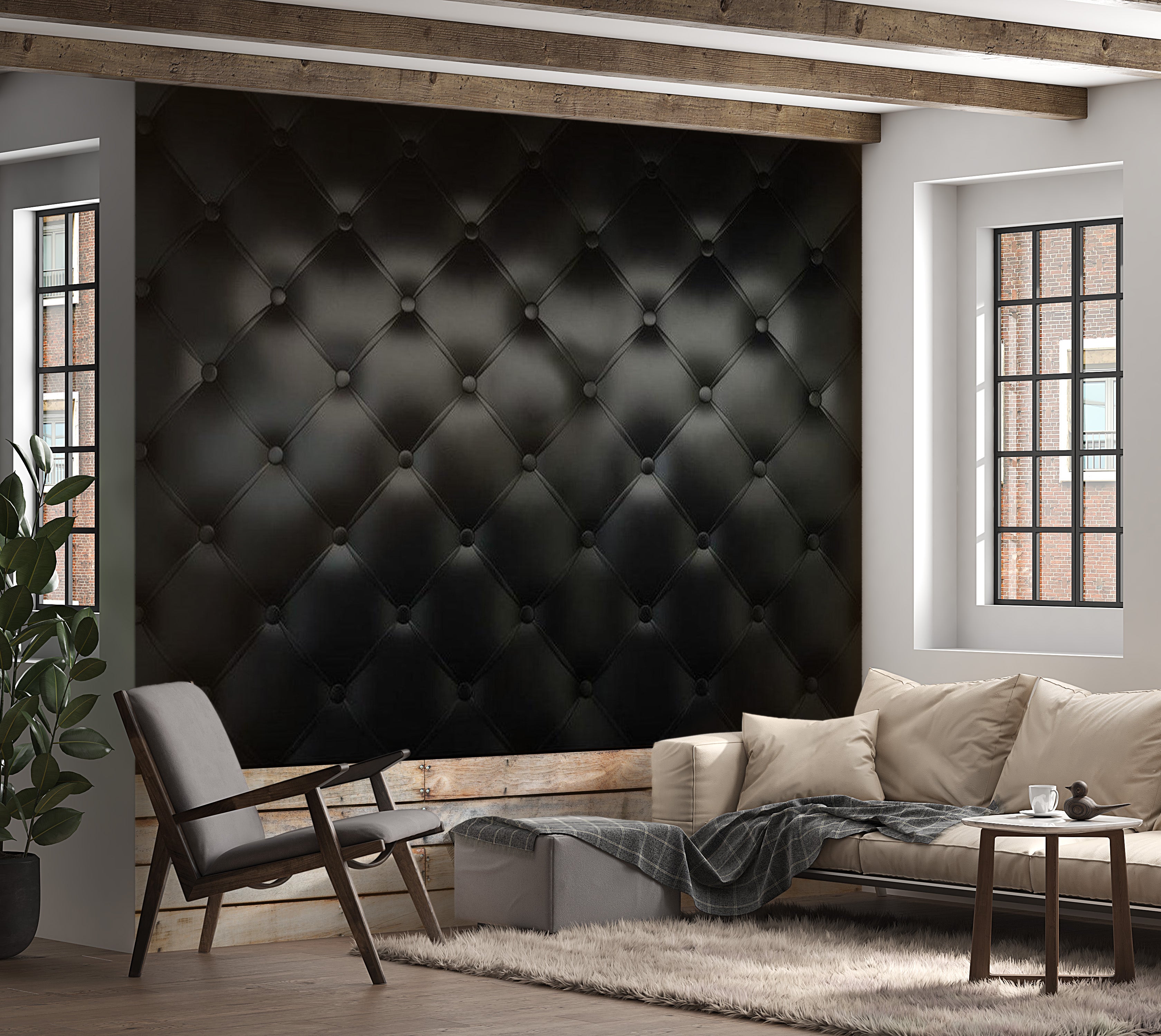 Background & Patterns Wallpaper Wall Mural - Black Chesterfield Pattern 39"Wx27"H