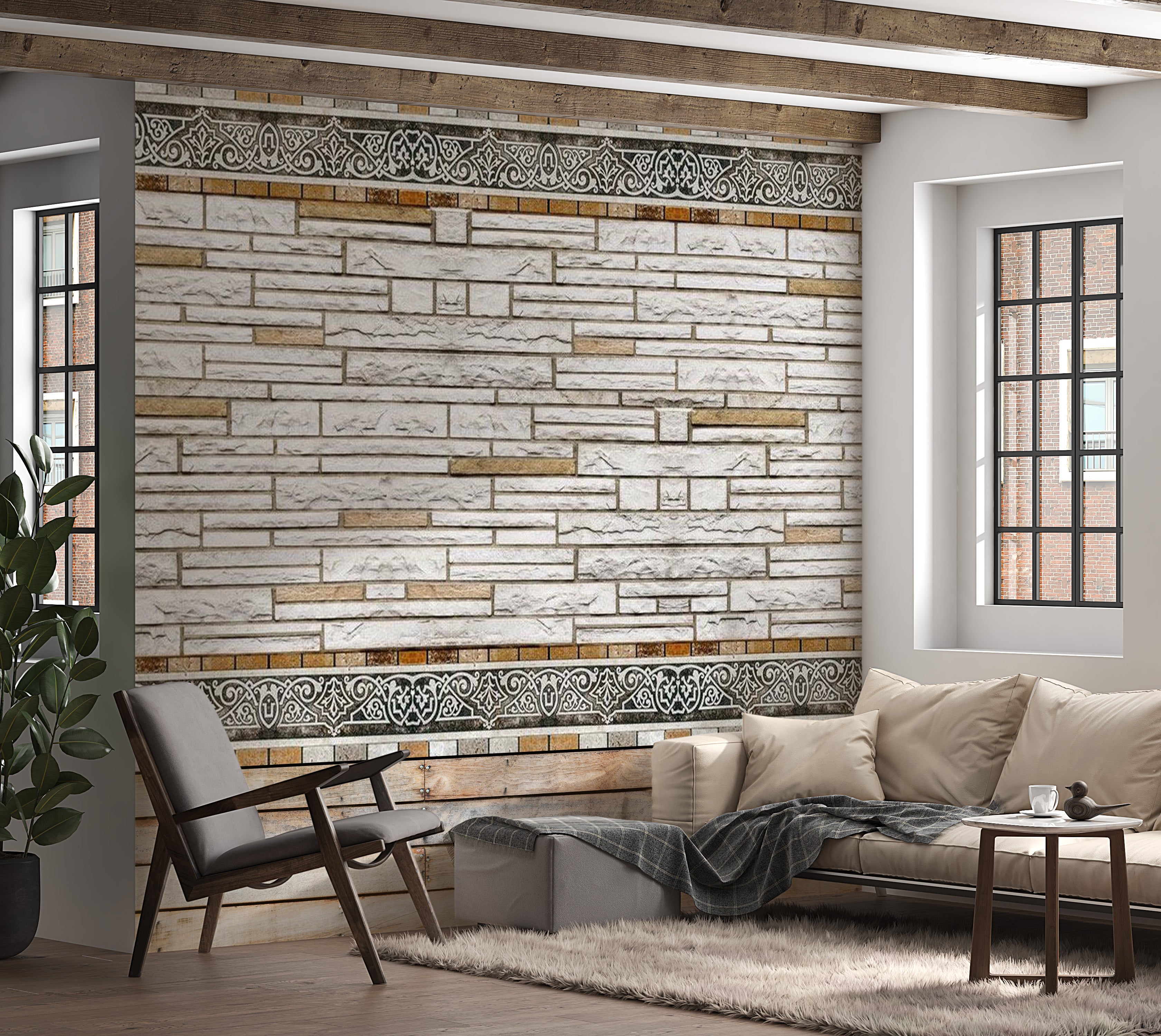 Background & Patterns Wallpaper Wall Mural - Stone Mosaic 39"Wx27"H