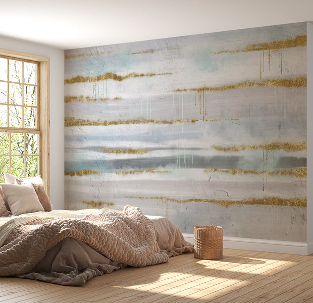 Peel & Stick Wall Mural - Modern Gold Sparkle Wall 38"Wx27"H