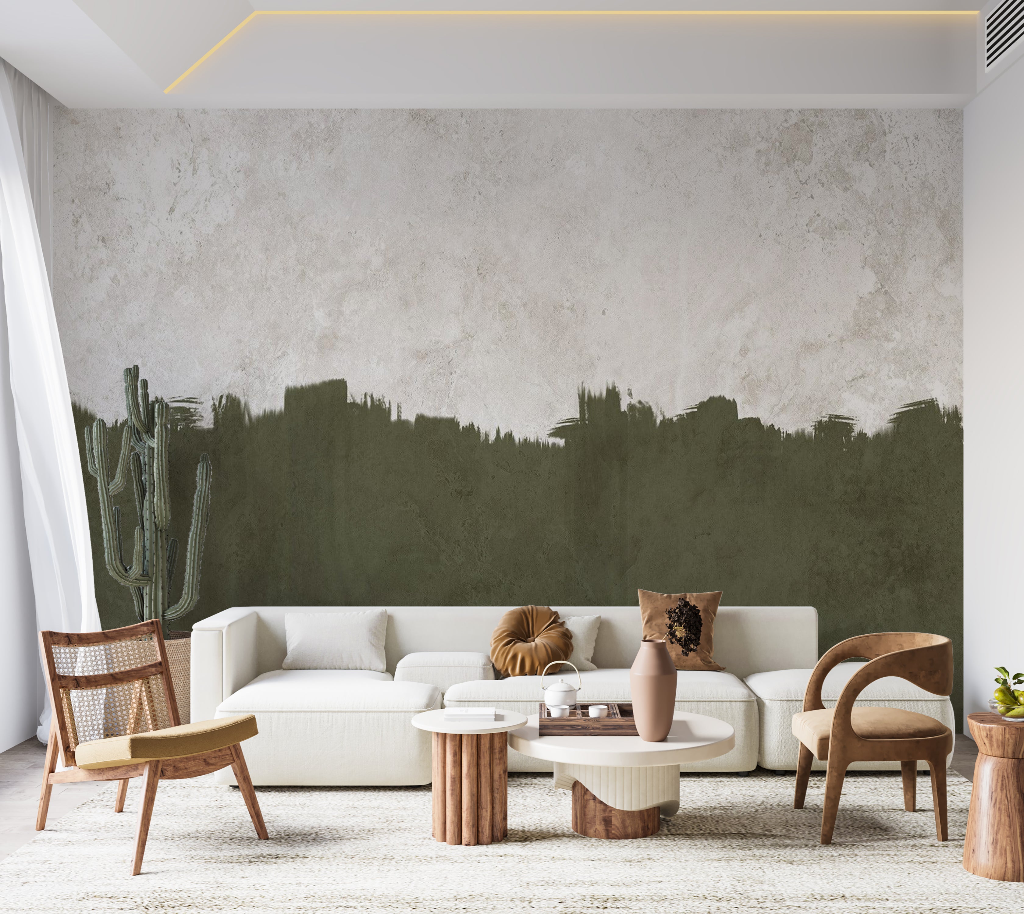 Surface Texture Wallpaper Wall Mural - Olive Green And Grey 39"Wx27"H / Standard