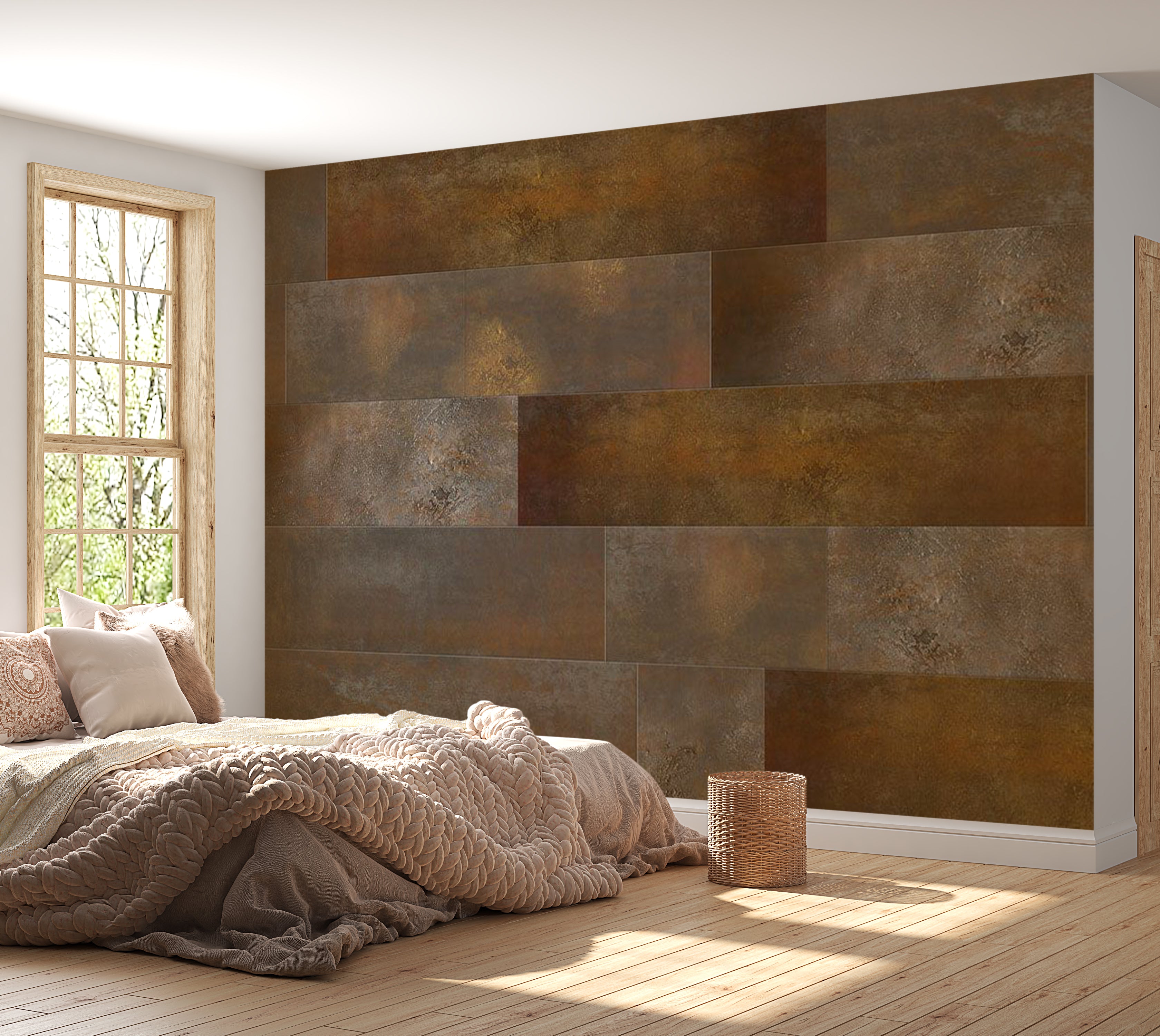 Peel & Stick Wall Mural - Brown Terracotta Tiles 38"Wx27"H