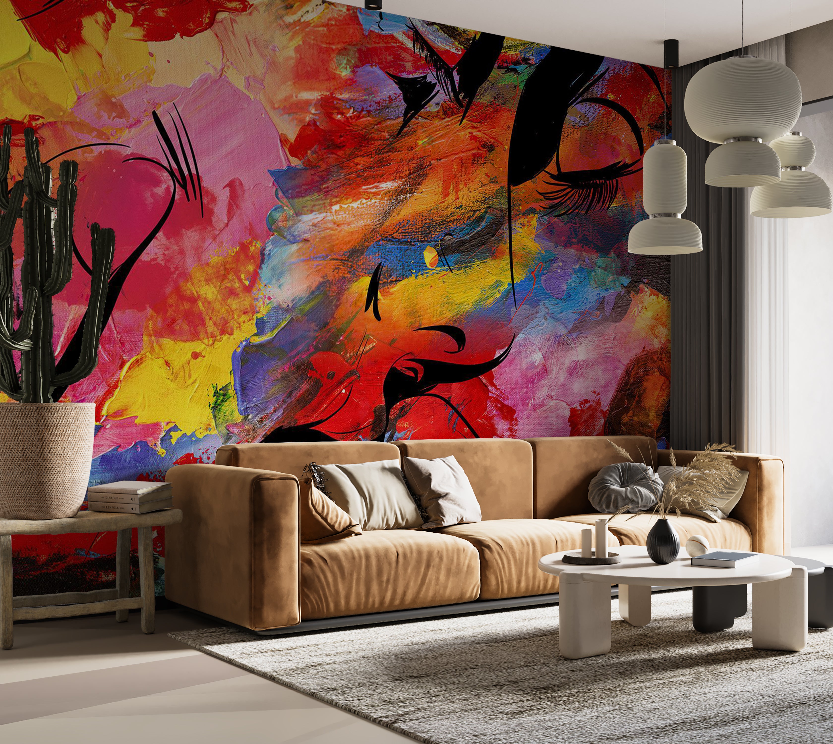 Abstract Wallpaper Wall Mural - Love Story 39"Wx27"H / Standard