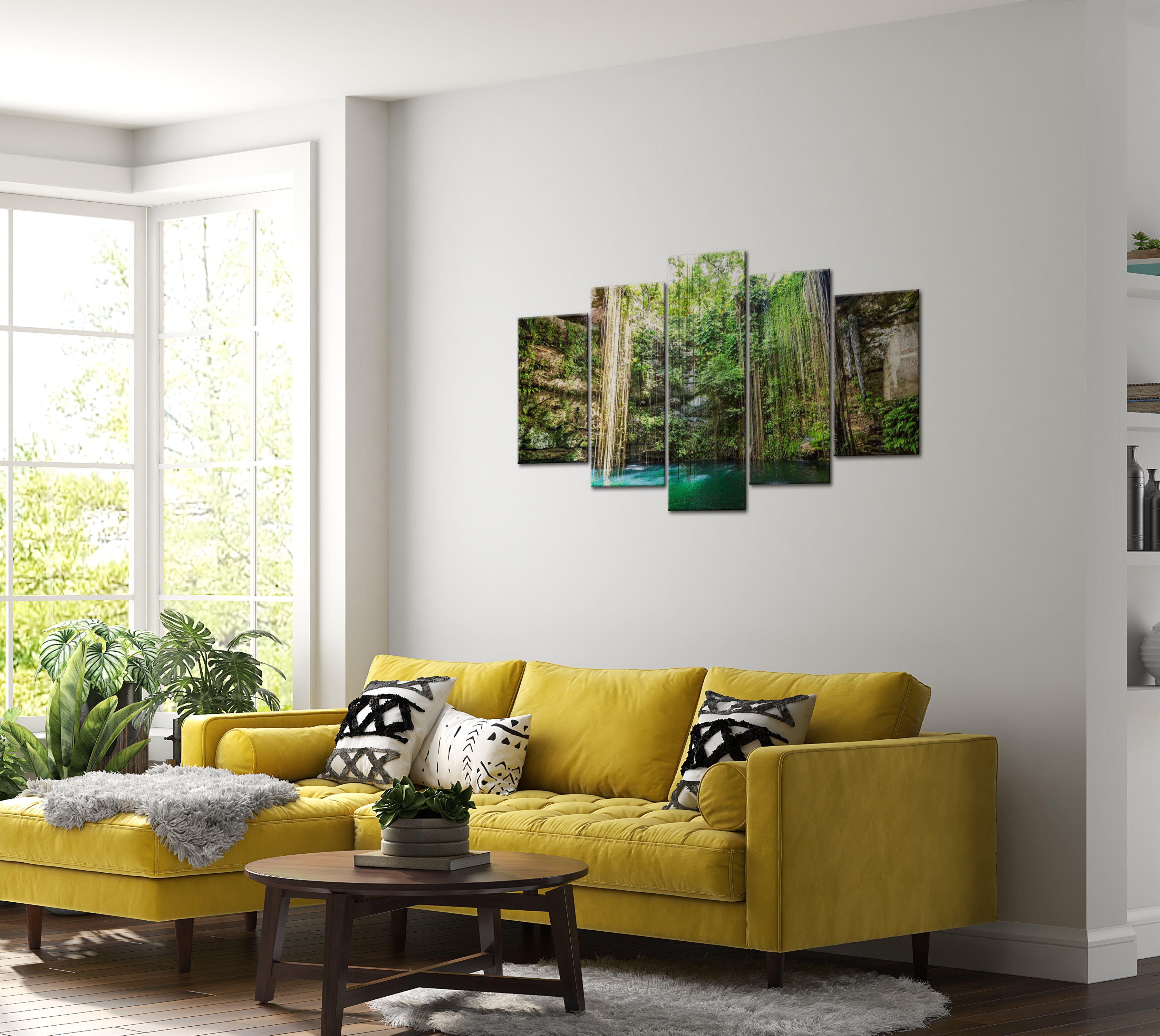 Stretched Canvas Landscape Art - Waterfall Of Trees 40"Wx20"H