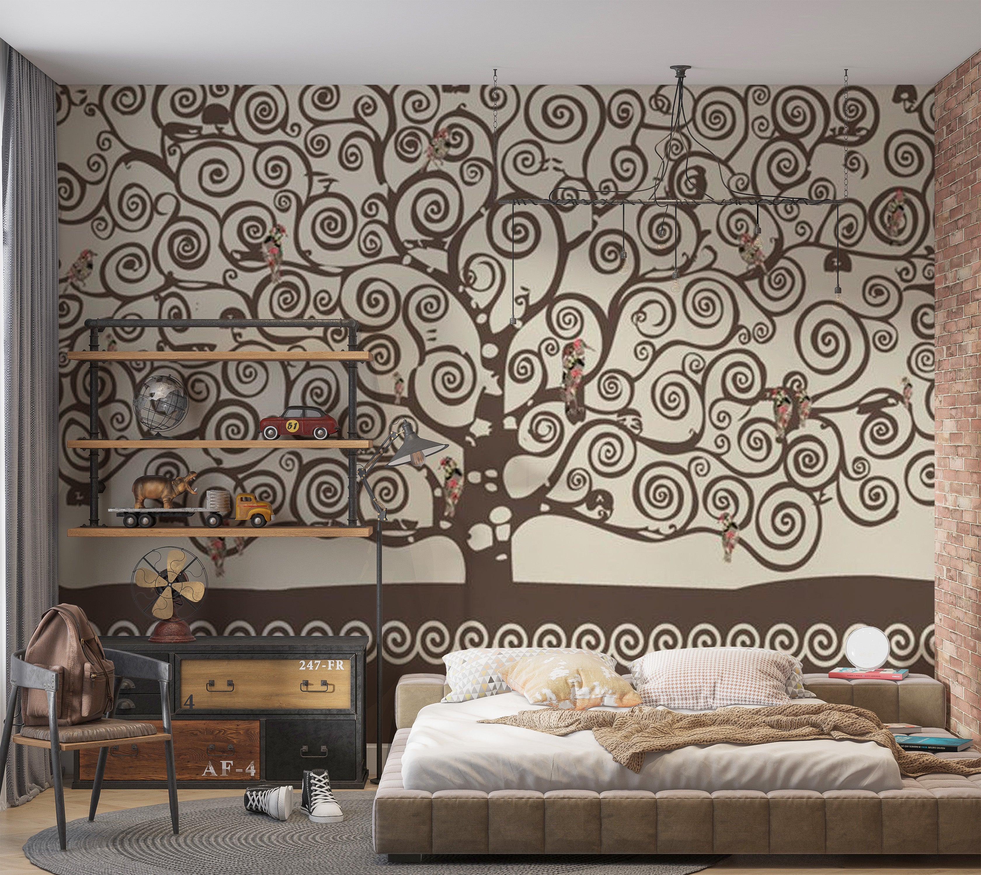 Abstract Wallpaper Wall Mural - Spiral Branches 118"Wx90"H