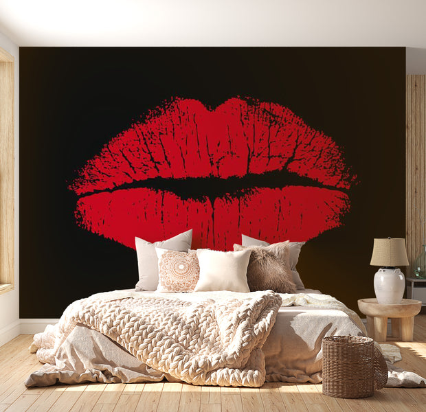 Abstract Wallpaper Wall Mural - Sensual Lips 118"Wx90"H
