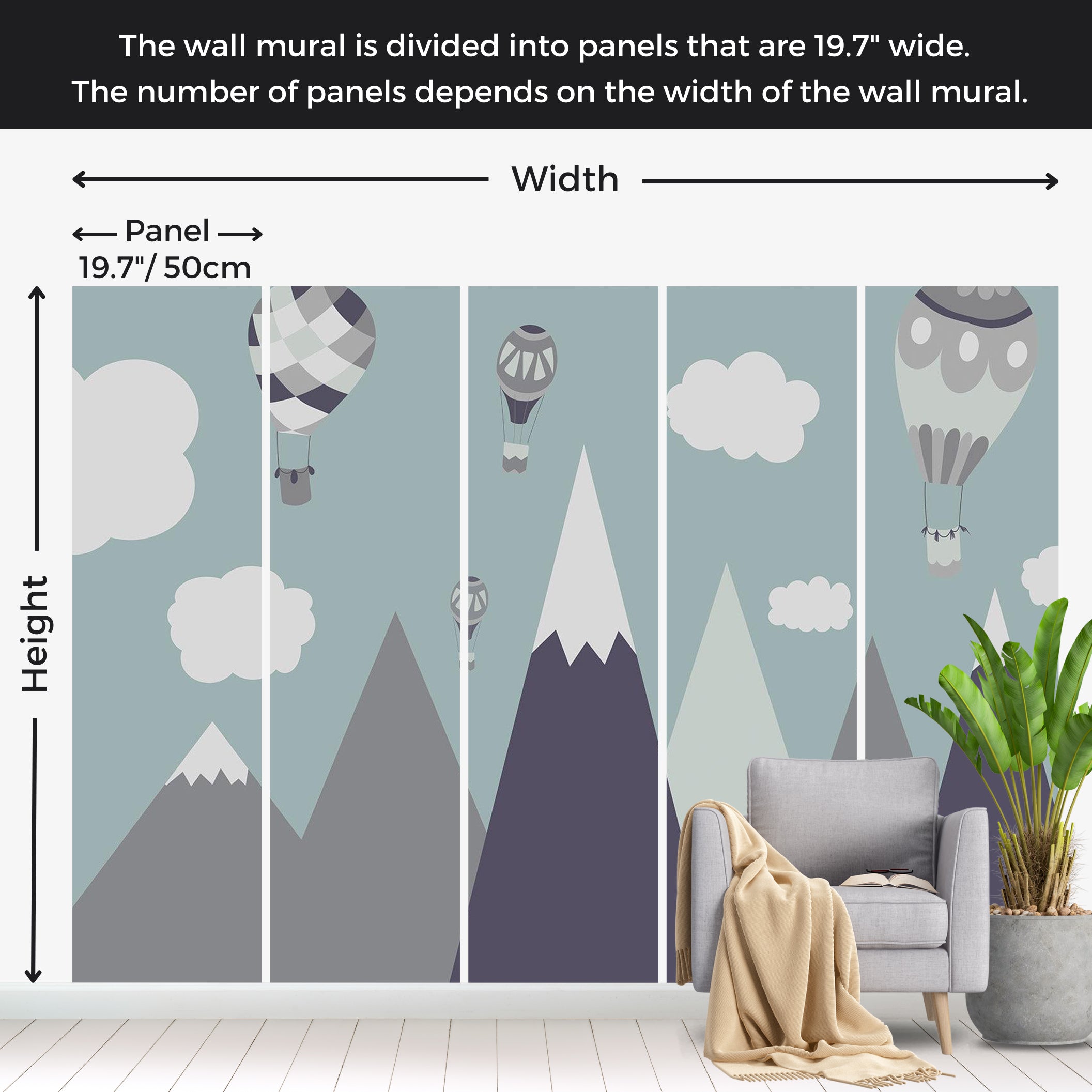 Kids Wallpaper Wall Mural - Balloon Land 39"Wx27"H / Standard