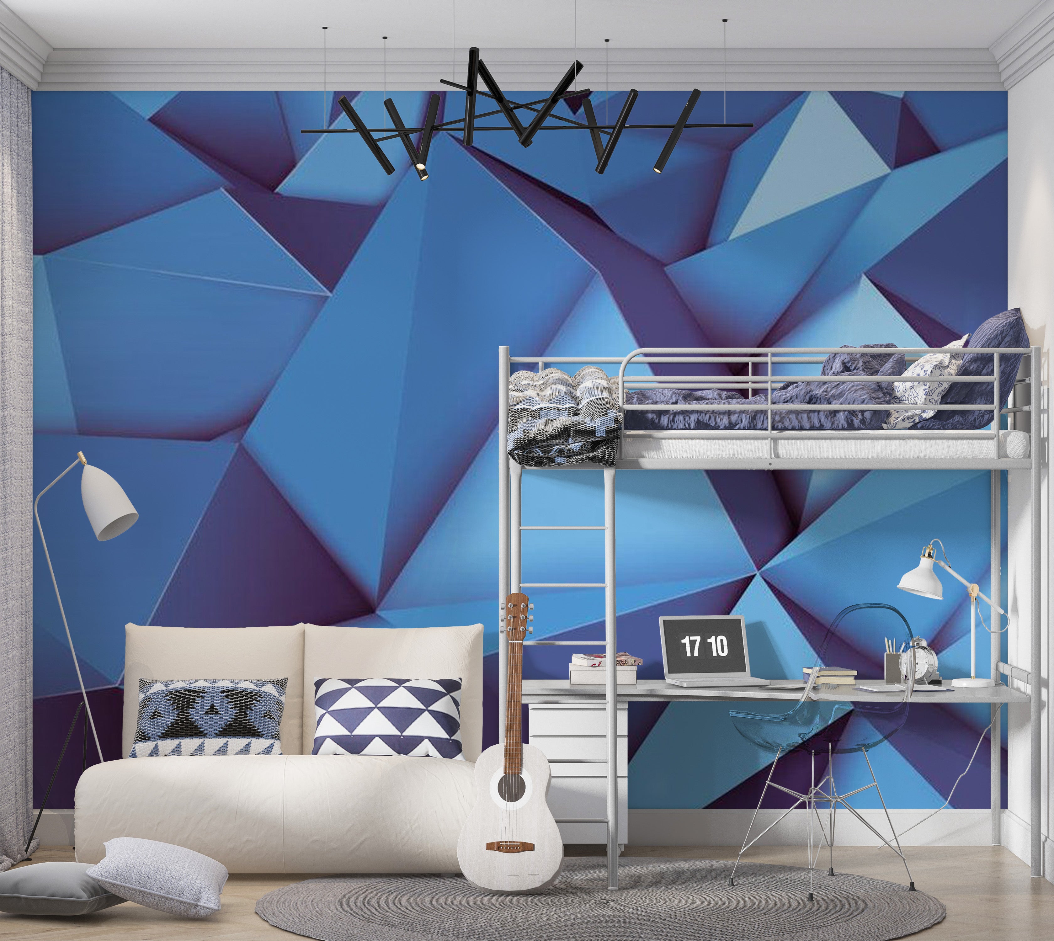 Abstract Wallpaper Wall Mural - Royal Blue 39"Wx27"H