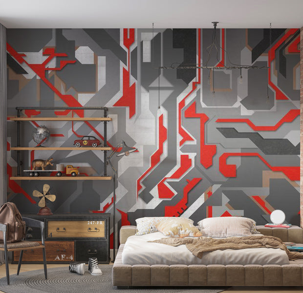 Abstract Wallpaper Wall Mural - Abstract Geometric Paths 118"Wx90"H