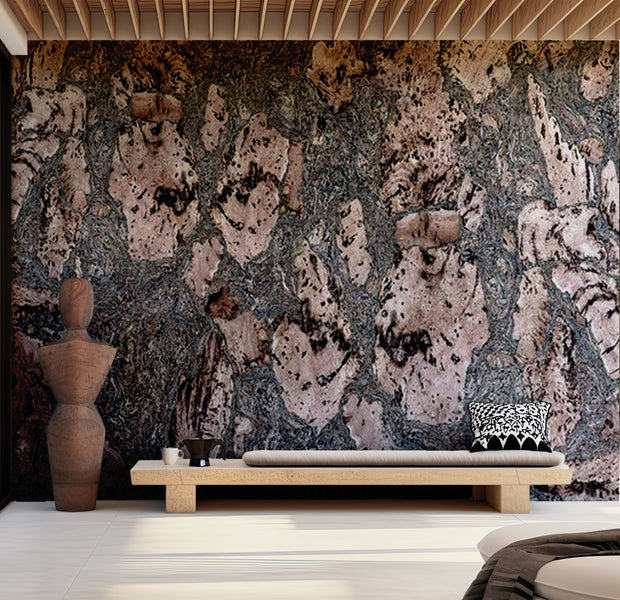 Background & Patterns Wallpaper Wall Mural - Grey Aubergine Stone Wall 39"Wx27"H