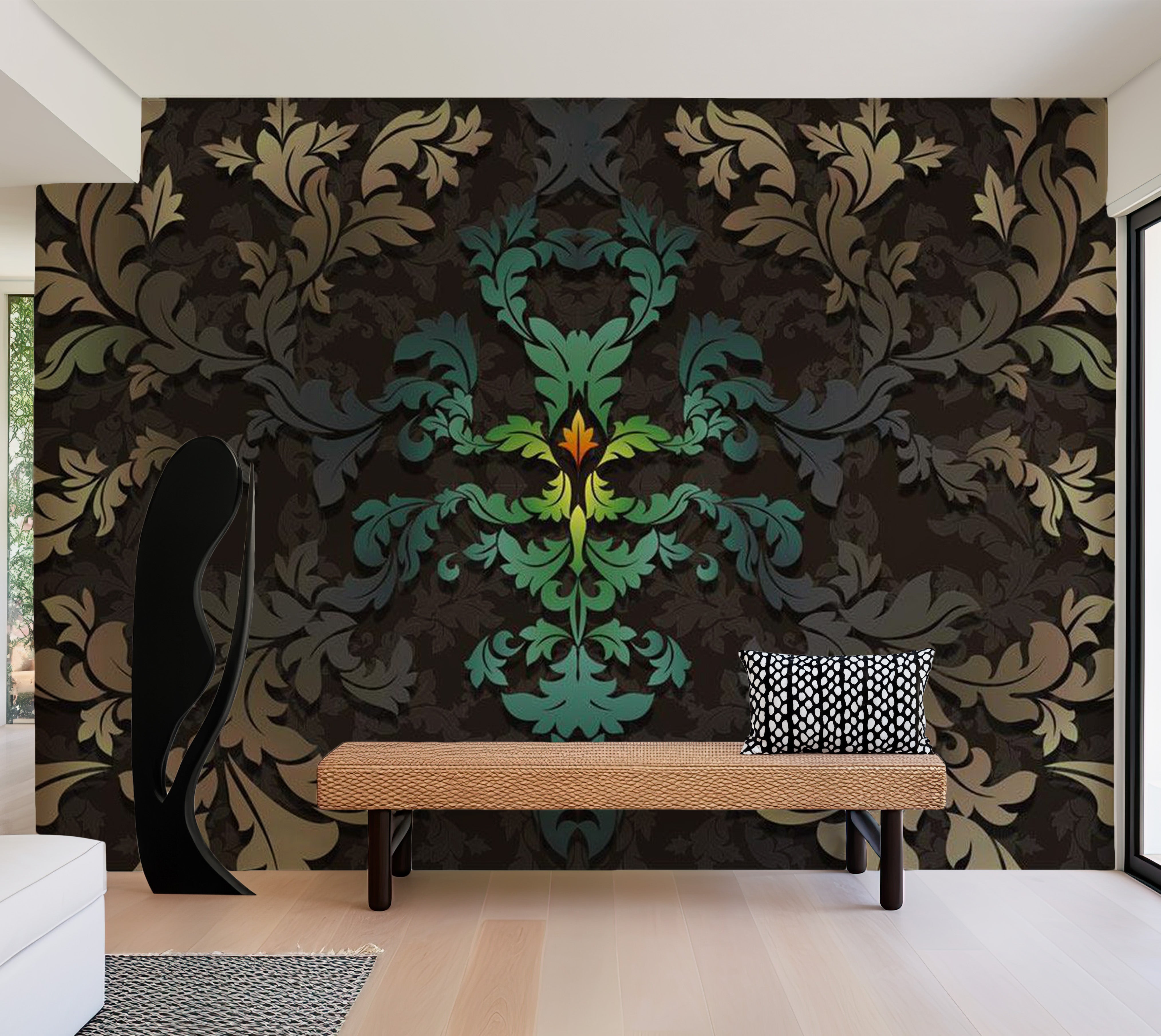 Abstract Wallpaper Wall Mural - Dancing Leaves 39"Wx27"H