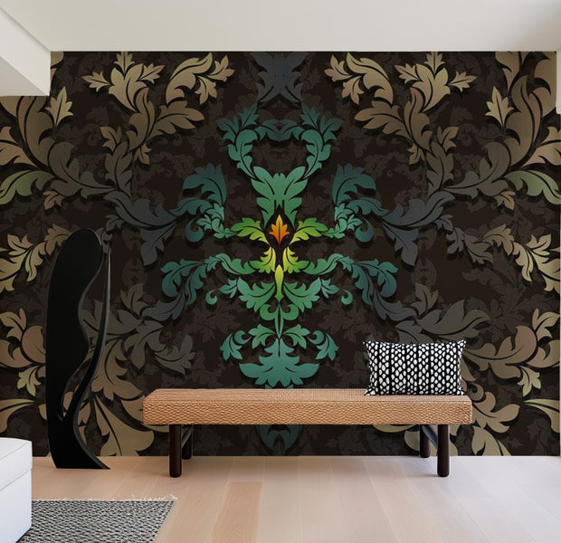 Abstract Wallpaper Wall Mural - Dancing Leaves 39"Wx27"H