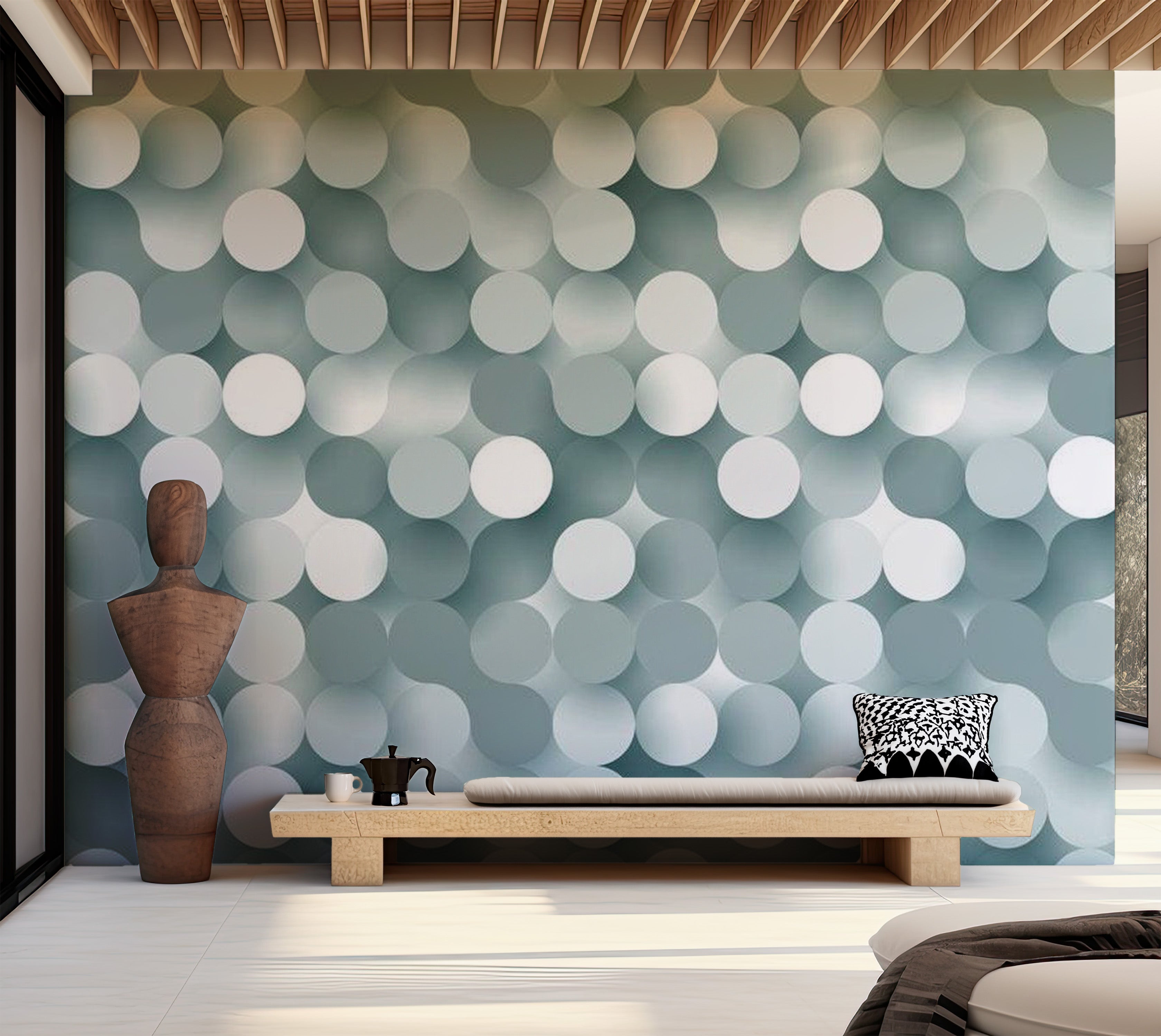 Abstract Wallpaper Wall Mural - In The Net Of Grey 39"Wx27"H