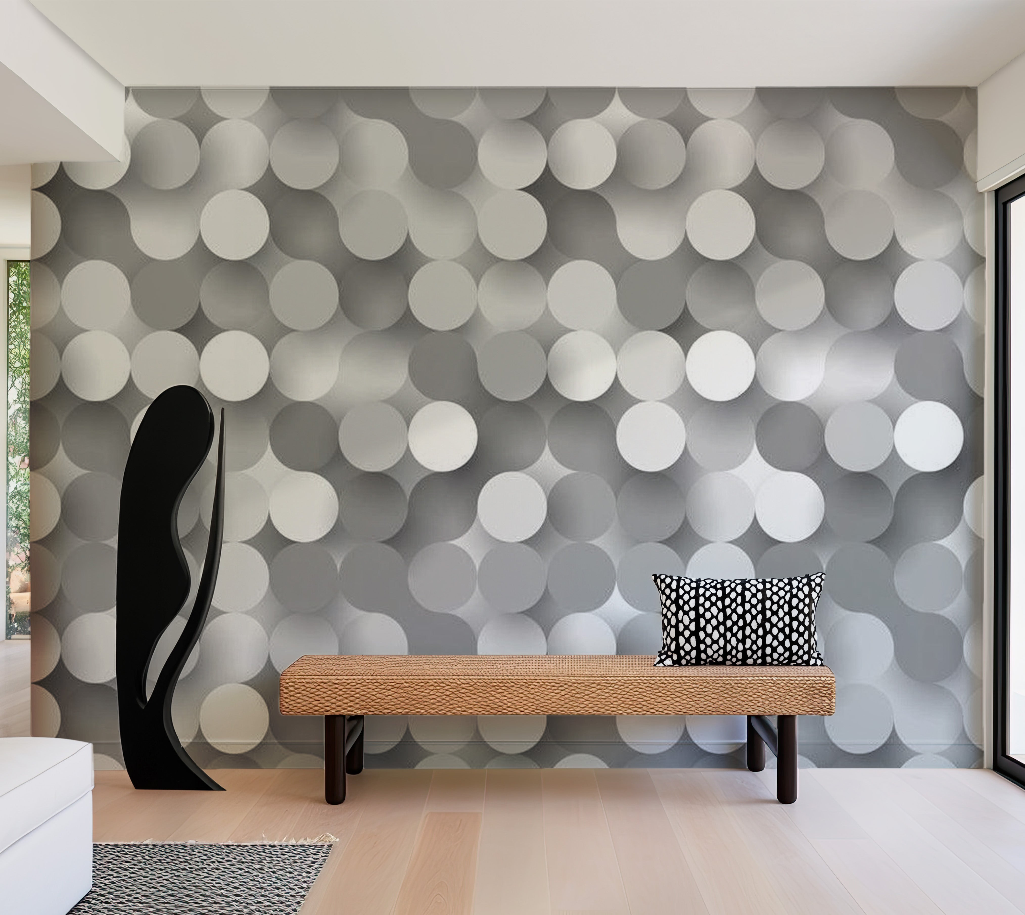 Abstract Wallpaper Wall Mural - Silver Net 39"Wx27"H