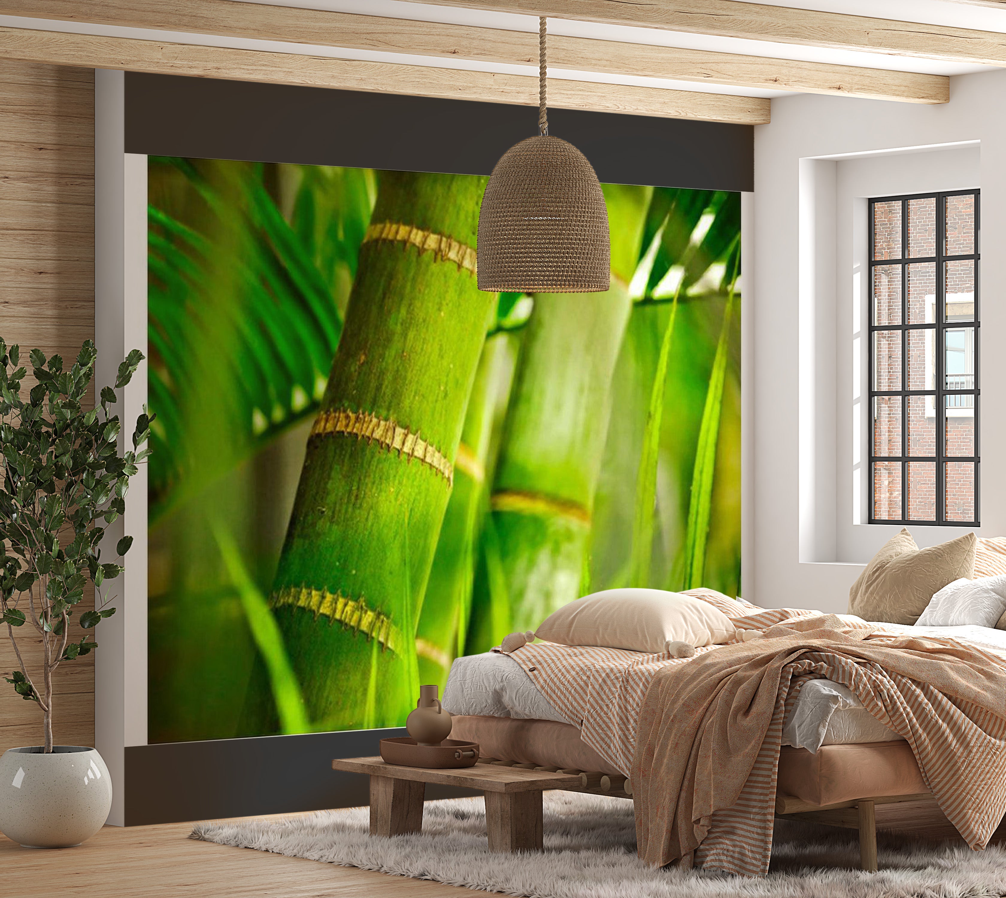 Zen Wallpaper Wall Mural - Bamboo Detail 118"Wx90"H