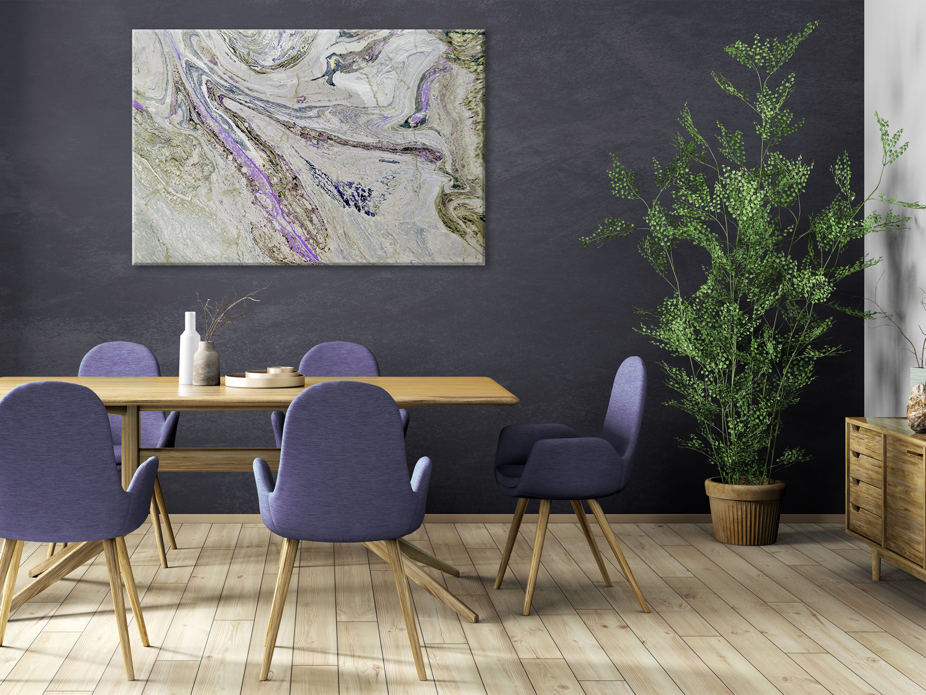 Abstract Canvas Wall Art - Colorful Rock Purple