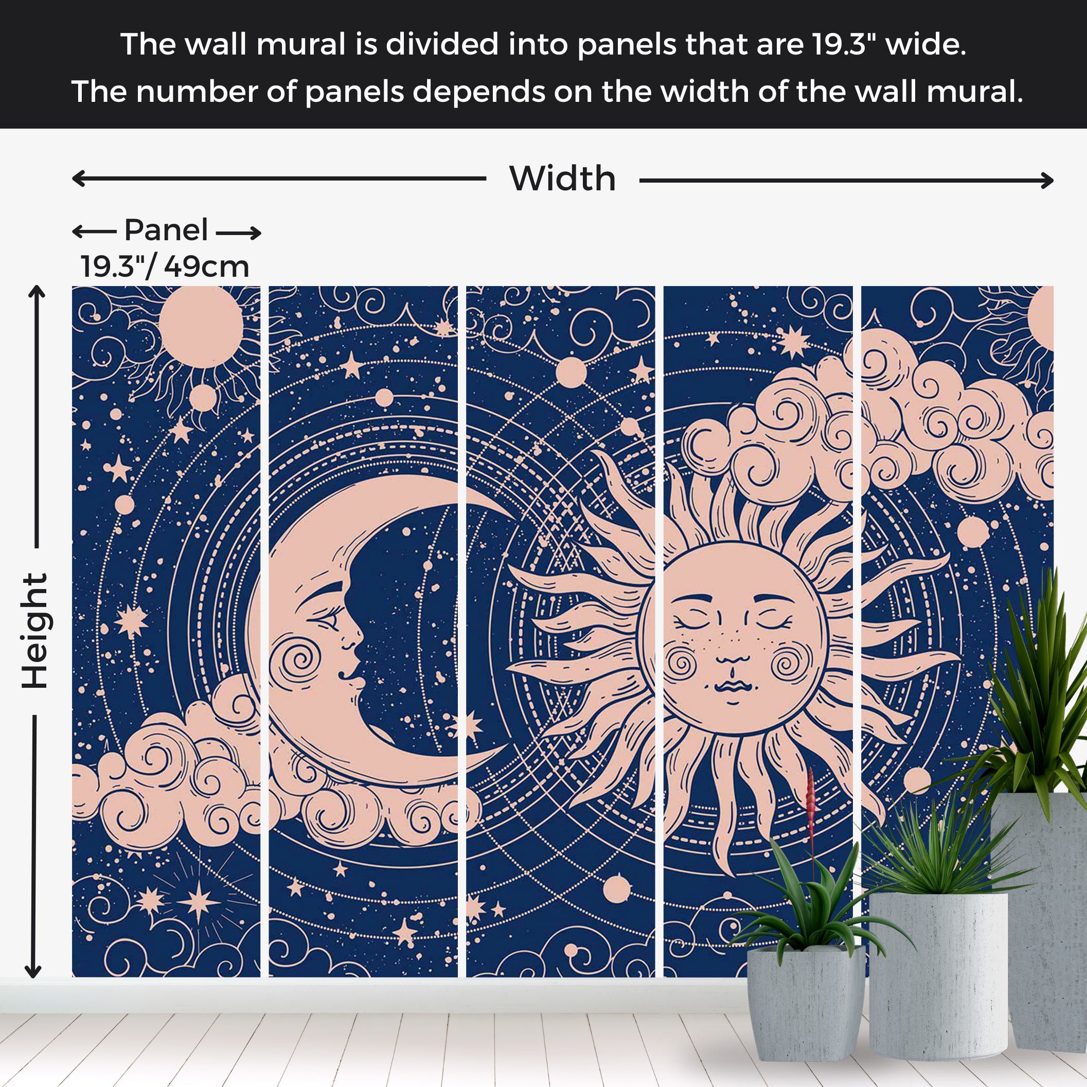 Peel & Stick Spiritual Wall Mural - Cosmic Harmony 38"Wx27"H