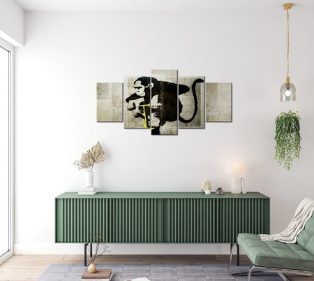 Stretched Canvas Street Art - Banksy Monkey With Detonator - 5 Pieces