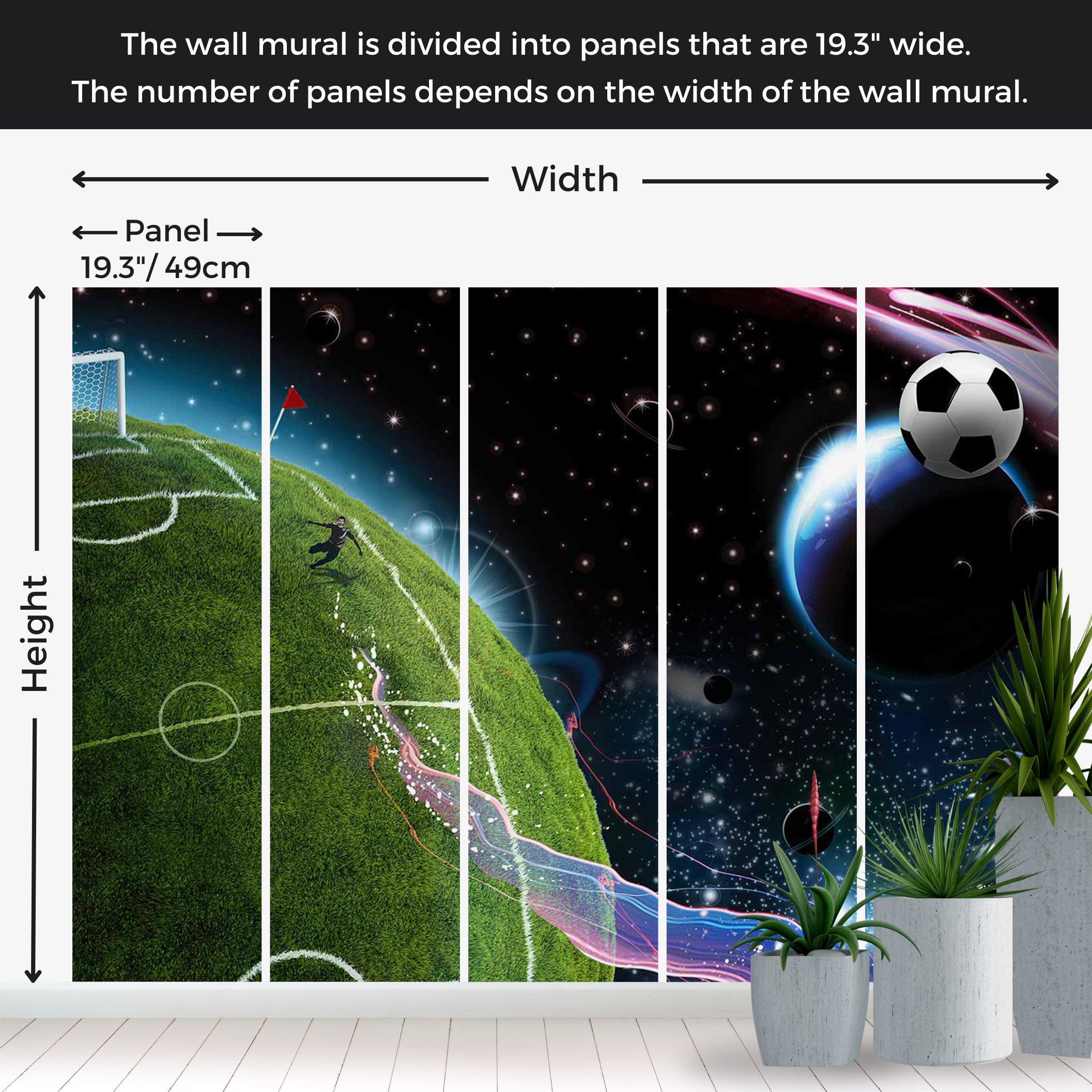 Peel & Stick Sports Wall Mural - Football Space Match 38"Wx27"H