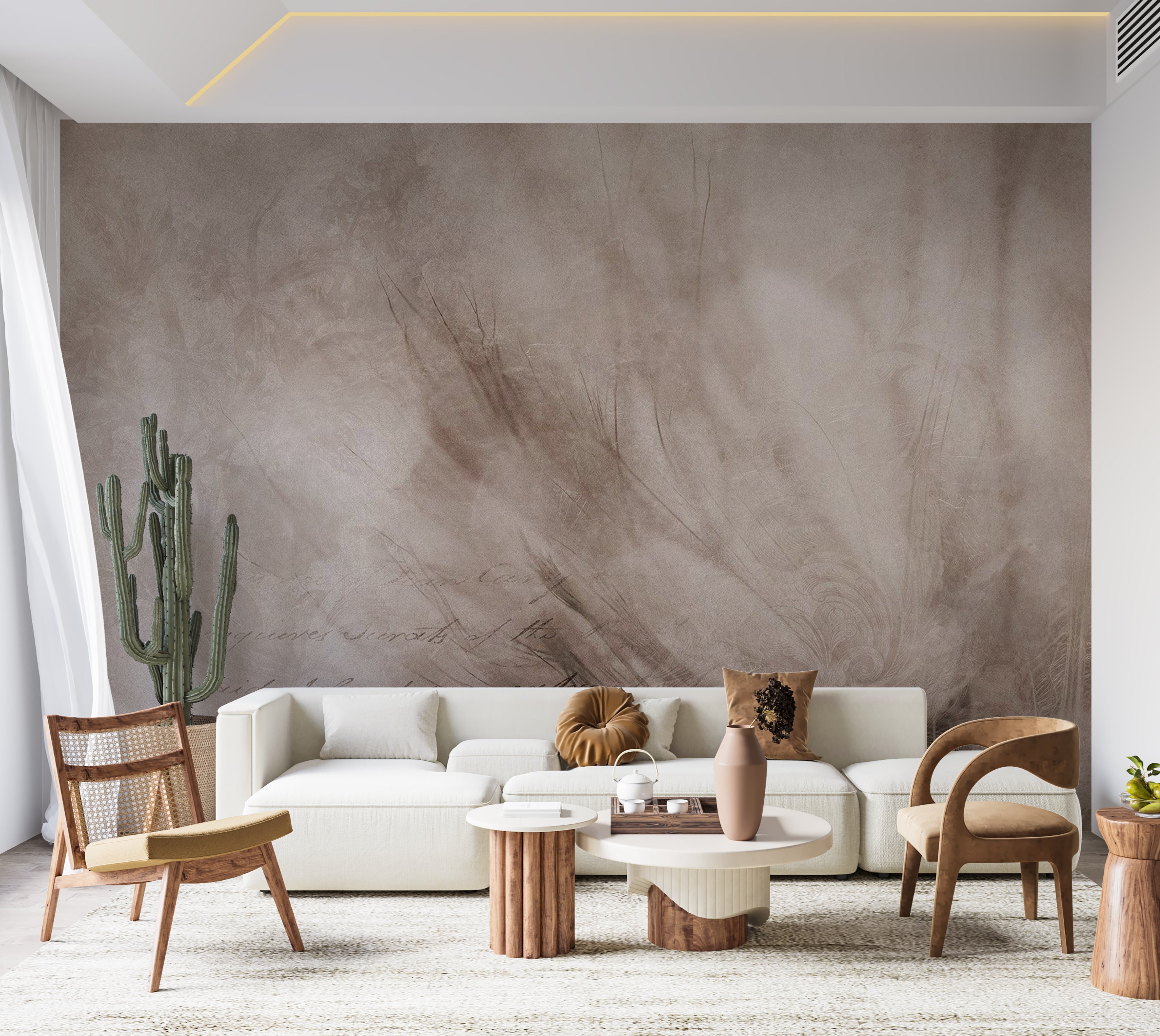 Surface Texture Wallpaper Wall Mural - Scandi Boho Composition 39"Wx27"H / Standard