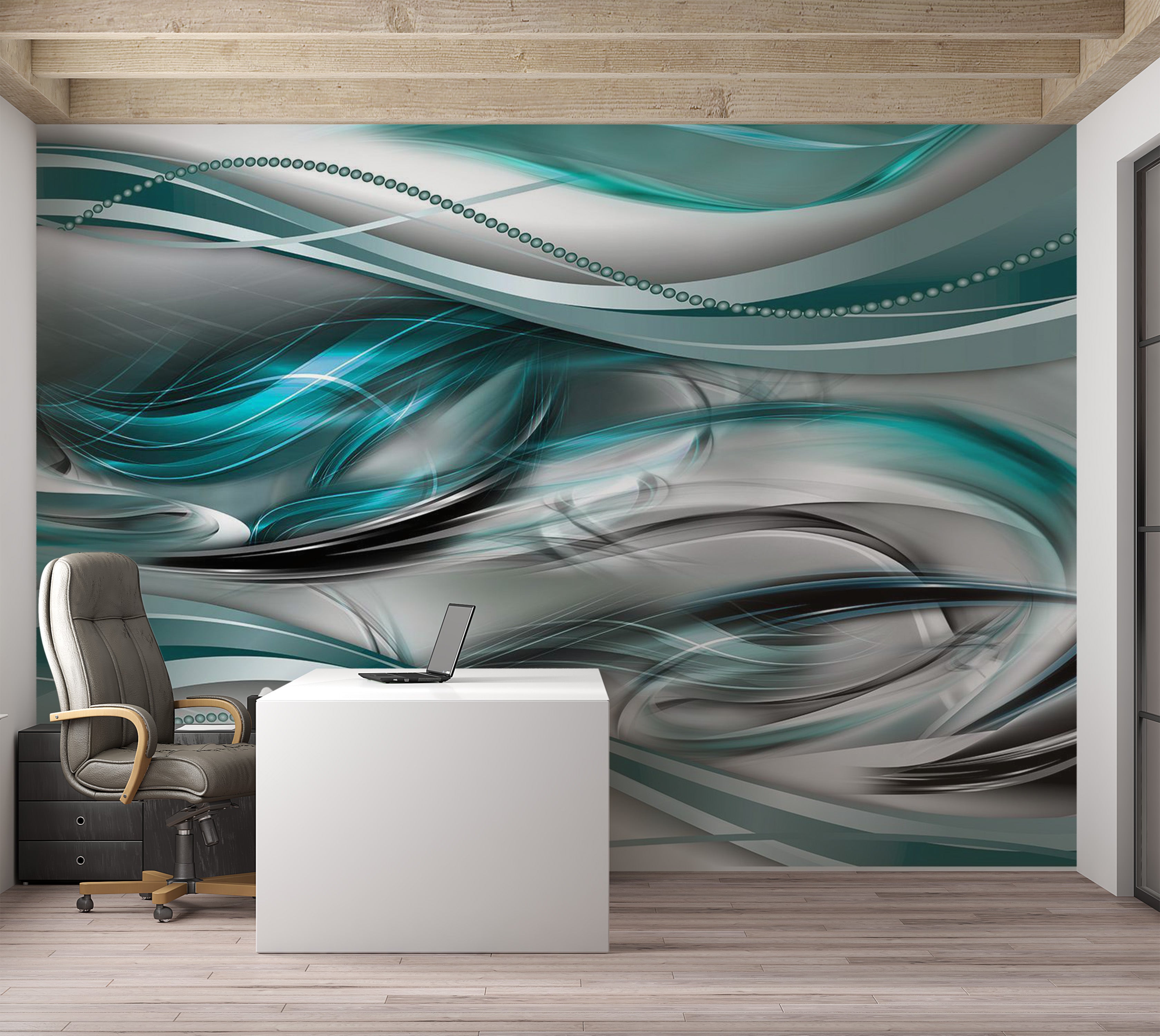 Abstract Wallpaper Wall Mural - Tunnels Green 39"Wx27"H