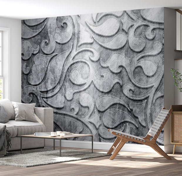 Background & Patterns Wallpaper Wall Mural - Silver Background With Floral Pattern 118"Wx90"H