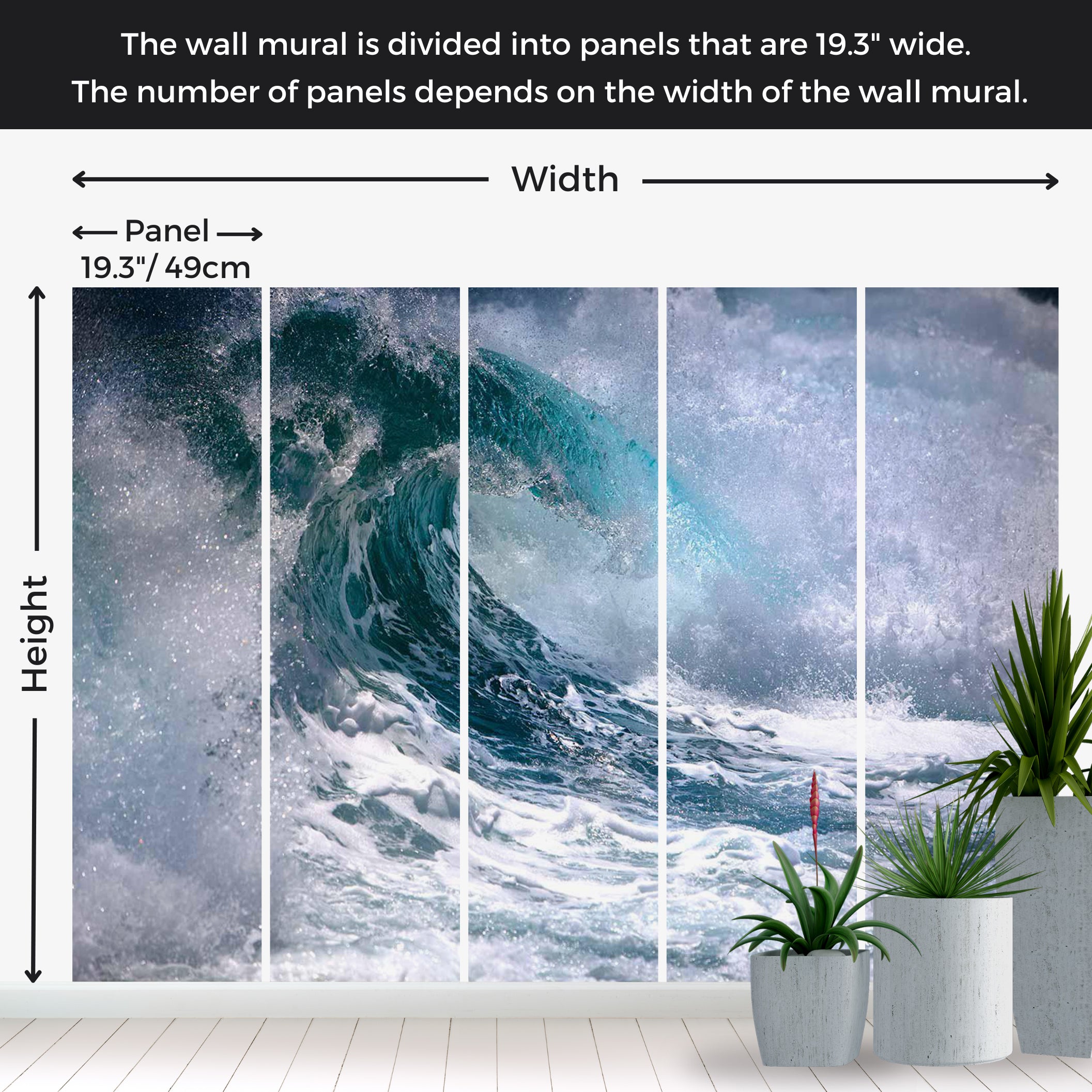 Peel & Stick Landscape Wall Mural - Ocean Wave 38"Wx27"H