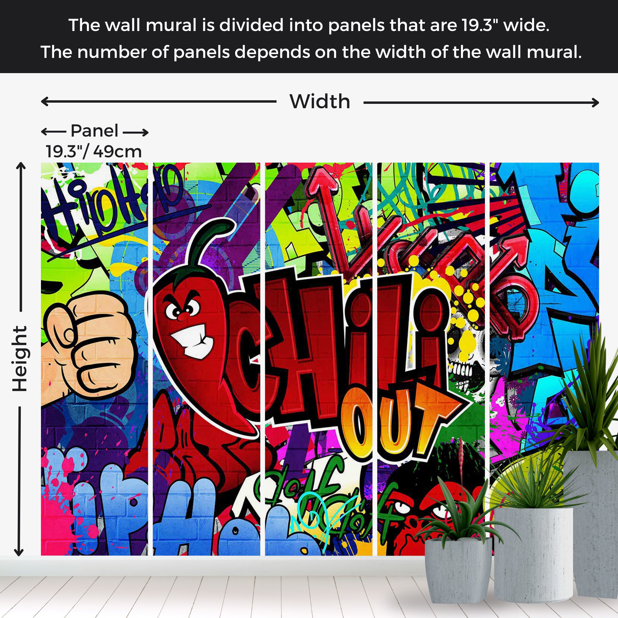 Peel & Stick Street Art Wall Mural - Chili Out 38"Wx27"H