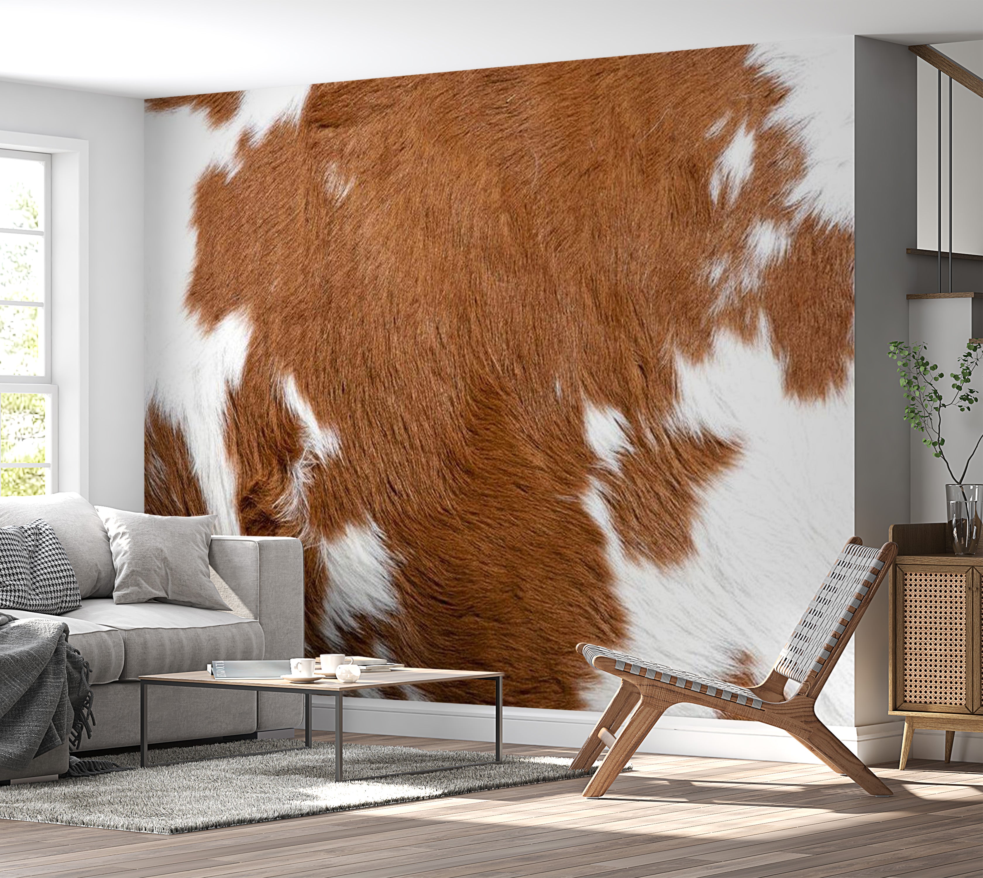 Background & Patterns Wallpaper Wall Mural - Cowhide 118"Wx90"H