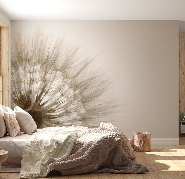 Peel & Stick Floral Wall Mural - Dandelion Close-up Sepia 38"Wx27"H