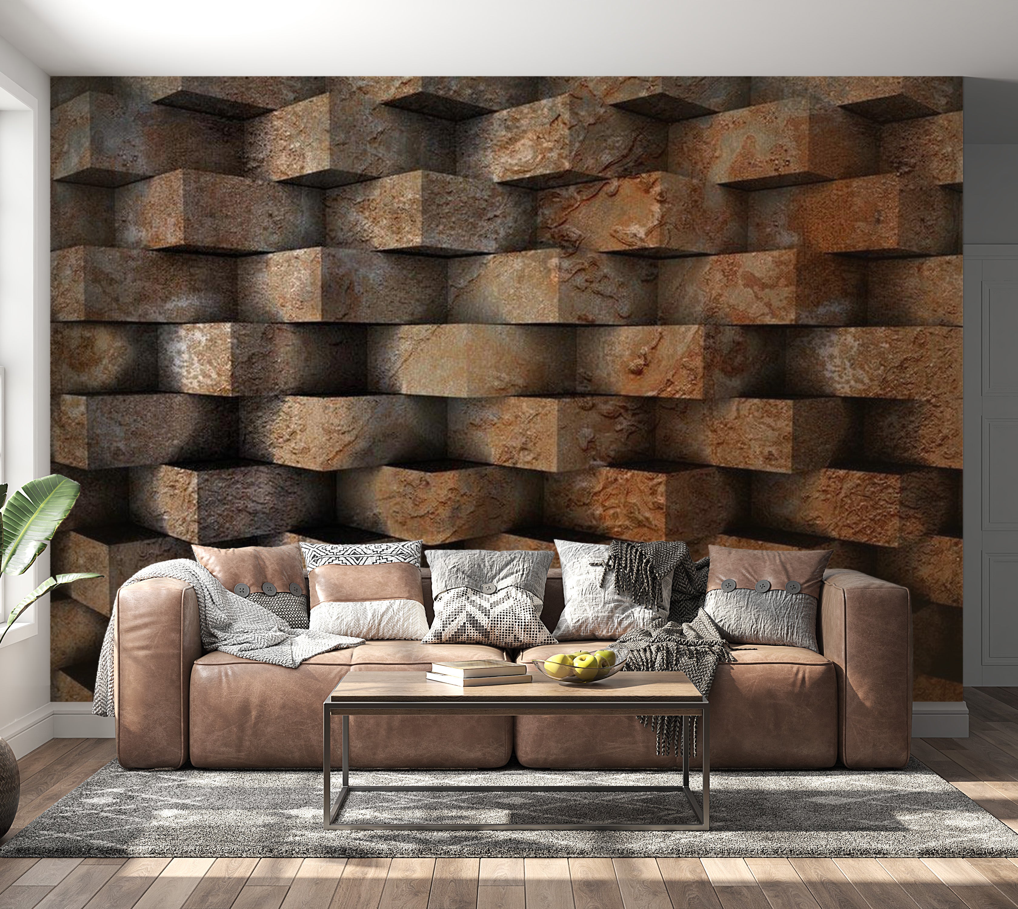 Background & Patterns Wallpaper Wall Mural - Stacked Bricks 39"Wx27"H