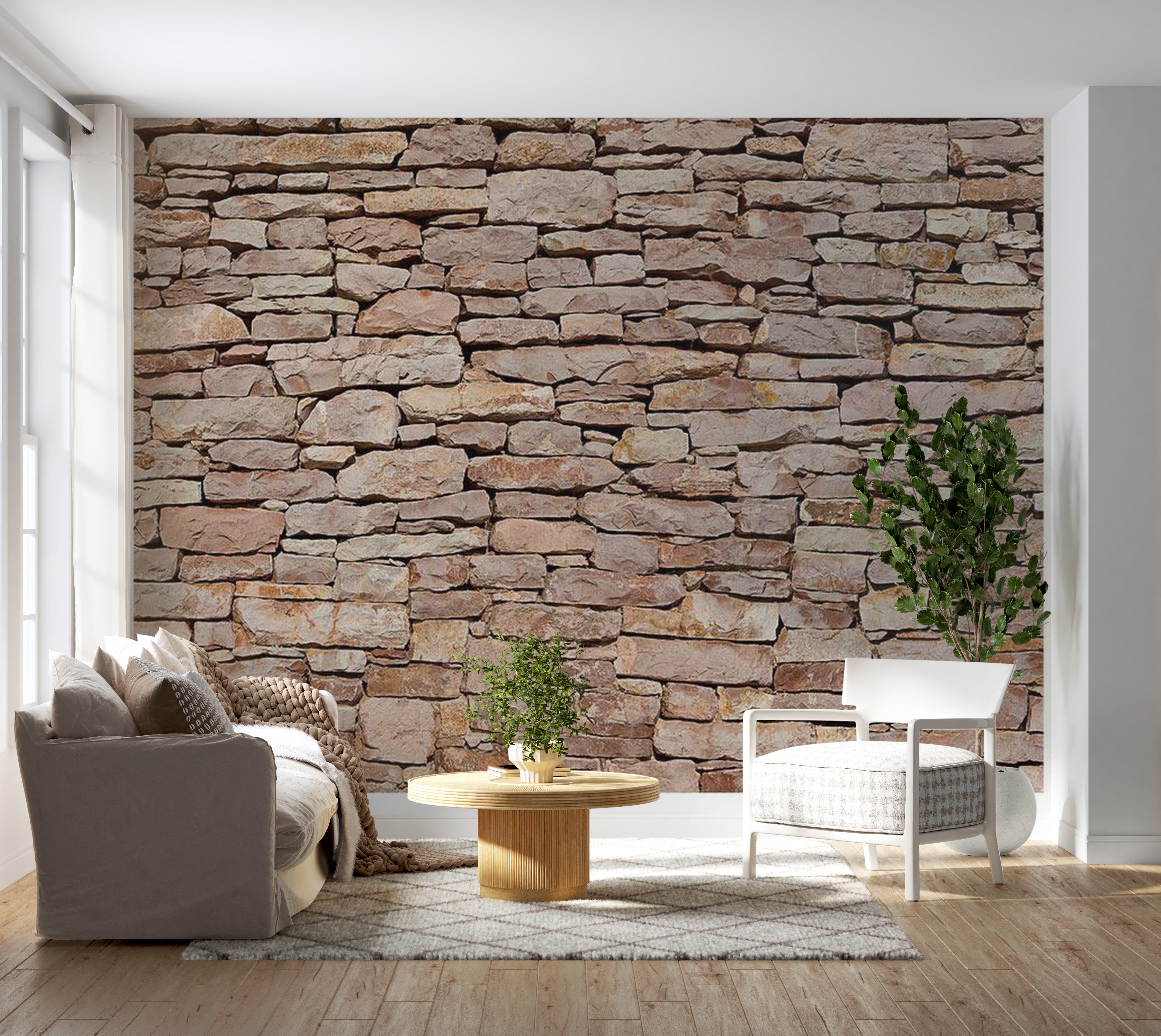 Background & Patterns Wallpaper Wall Mural - Natural Stone Wall 118"Wx90"H