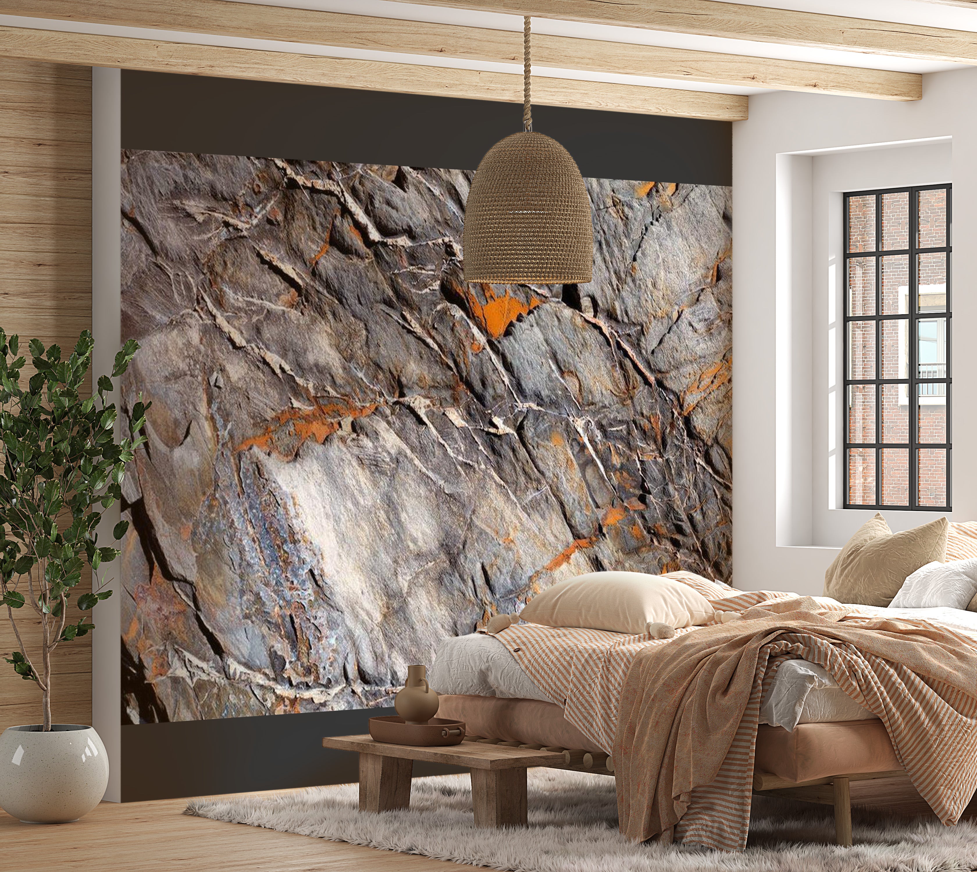 Background & Patterns Wallpaper Wall Mural - Mountain Bastion Stone Wall 39"Wx27"H