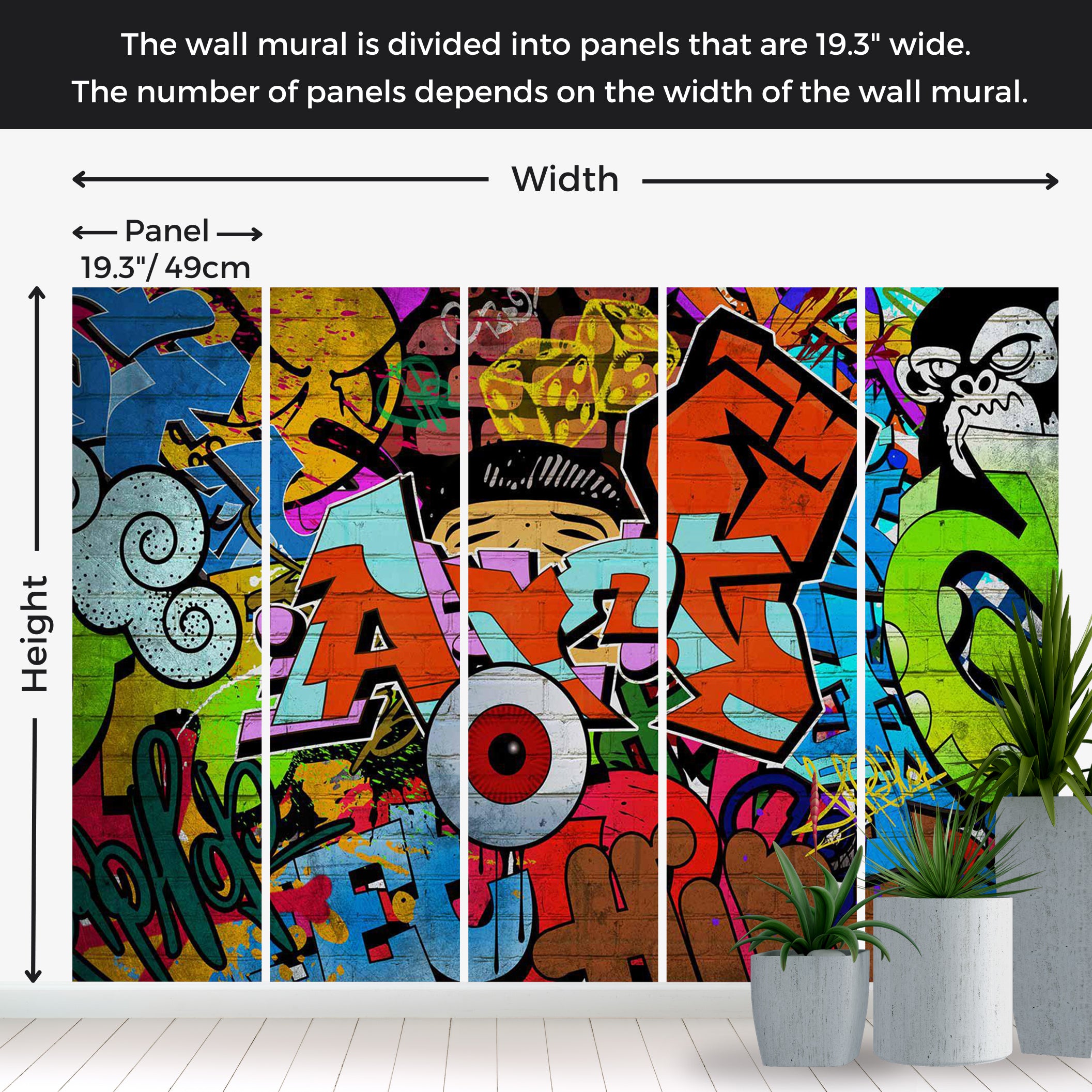 Peel & Stick Street Art Wall Mural - Hip Hop Art 38"Wx27"H