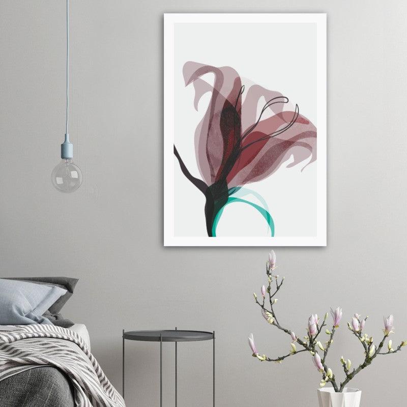 Burgundy Teal Floral Botanical Poster 01