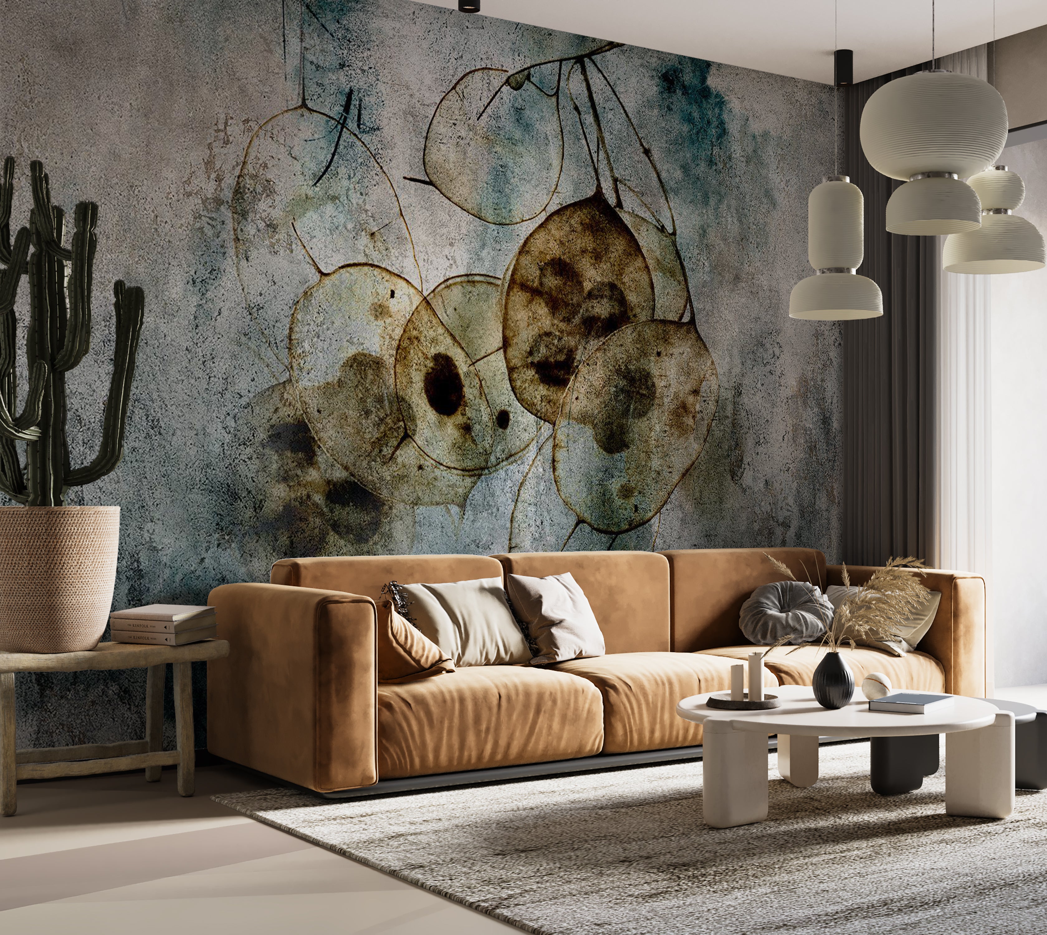 Abstract Wallpaper Wall Mural - Nature and Lunaria 39"Wx27"H / Standard