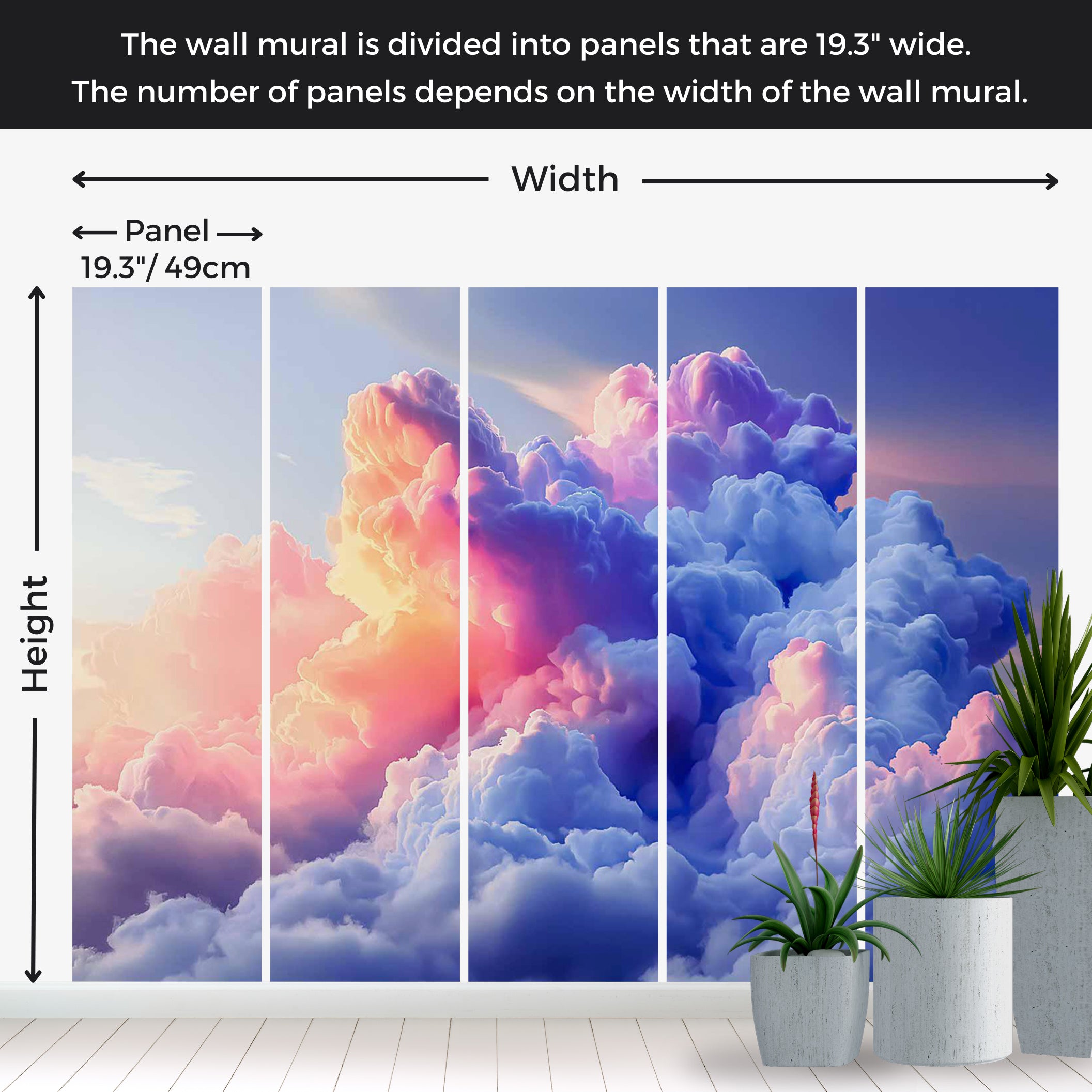 Peel & Stick Wall Mural - Artistic Clouds 38"Wx27"H