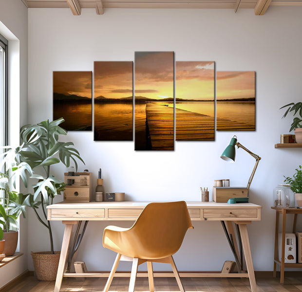 Stretched Canvas Landscape Art - Sunset Island 40"Wx20"H