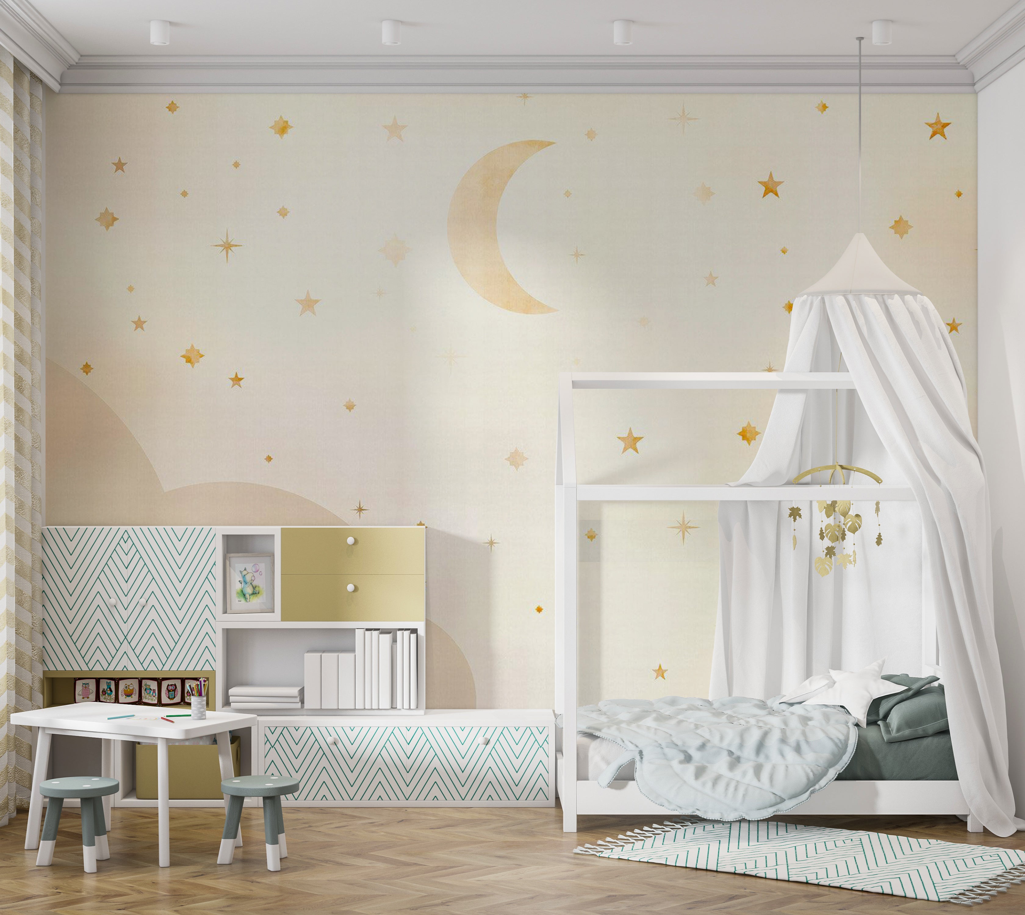 Kids Wallpaper Wall Mural - Starry Night 39"Wx27"H / Standard