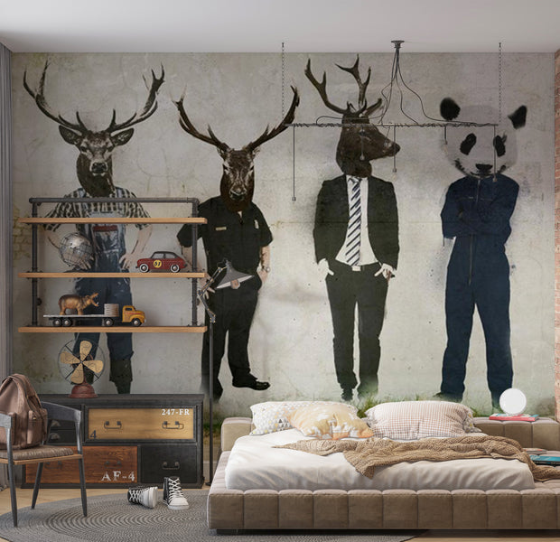 Abstract Wallpaper Wall Mural - Man Versus Animal 118"Wx90"H