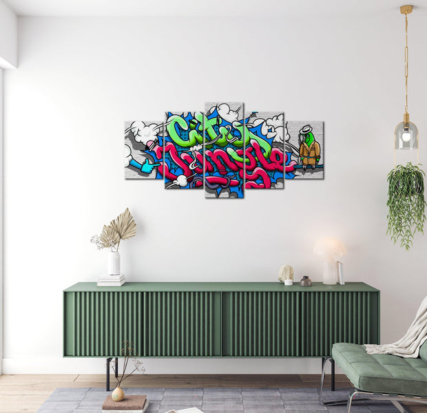 Stretched Canvas Street Art - City Jungle Graffiti - 5 Pieces