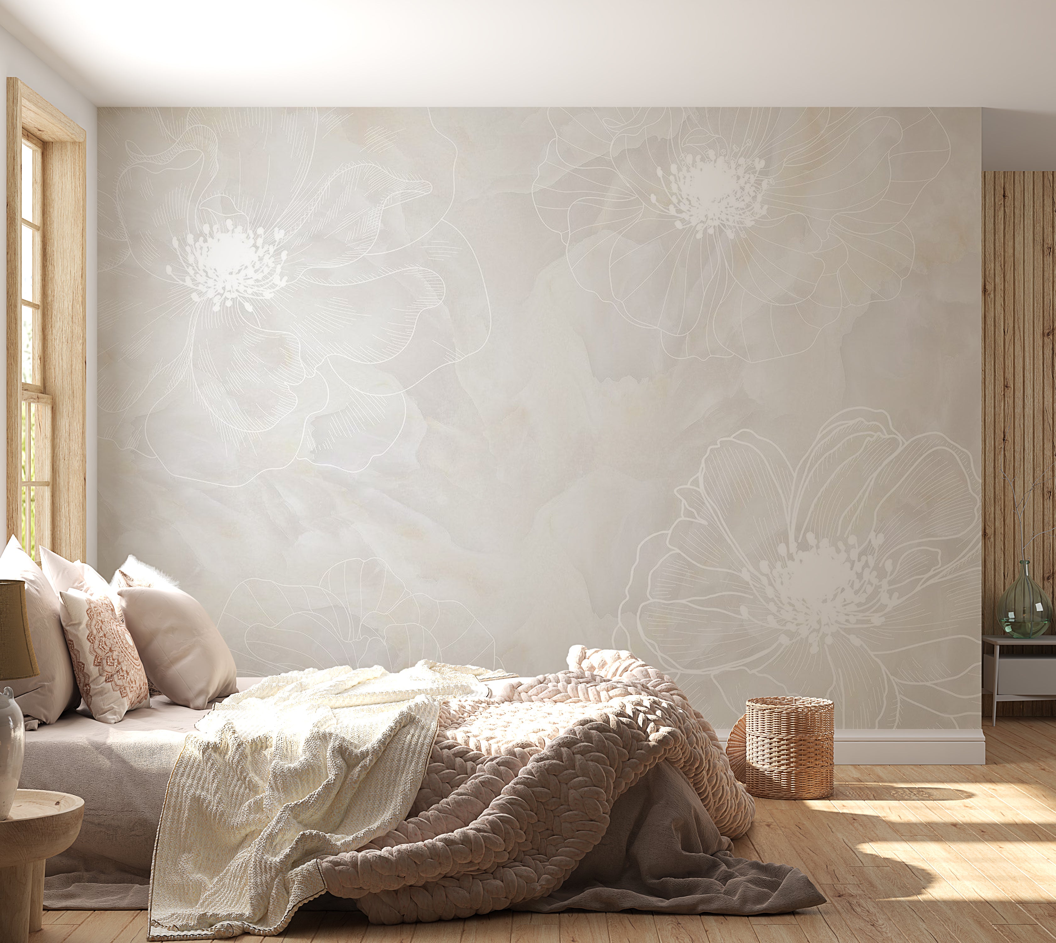 Peel & Stick Floral Wall Mural - Delicacy of The Moment 38"Wx27"H