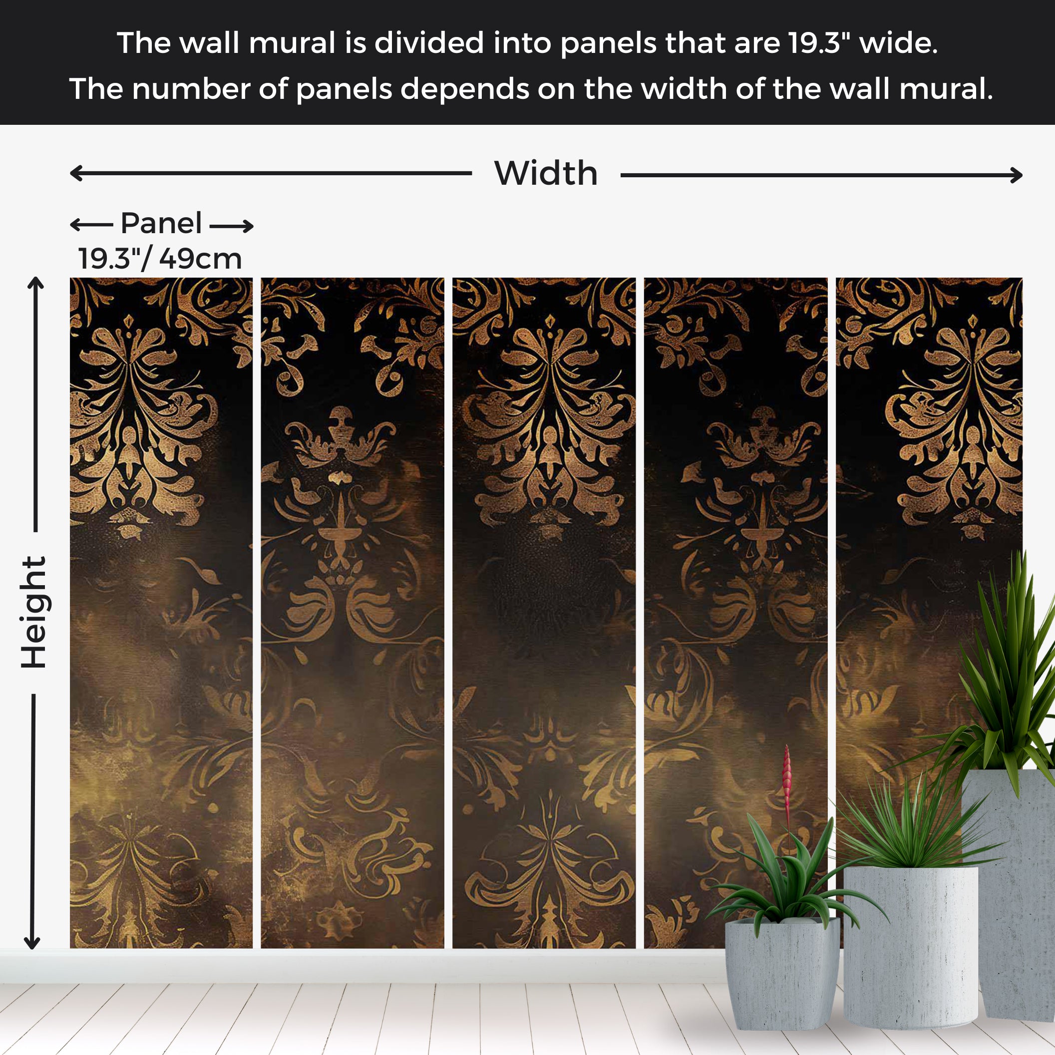 Peel & Stick Wall Mural - Baroque Ornaments Retro Motif 38"Wx27"H